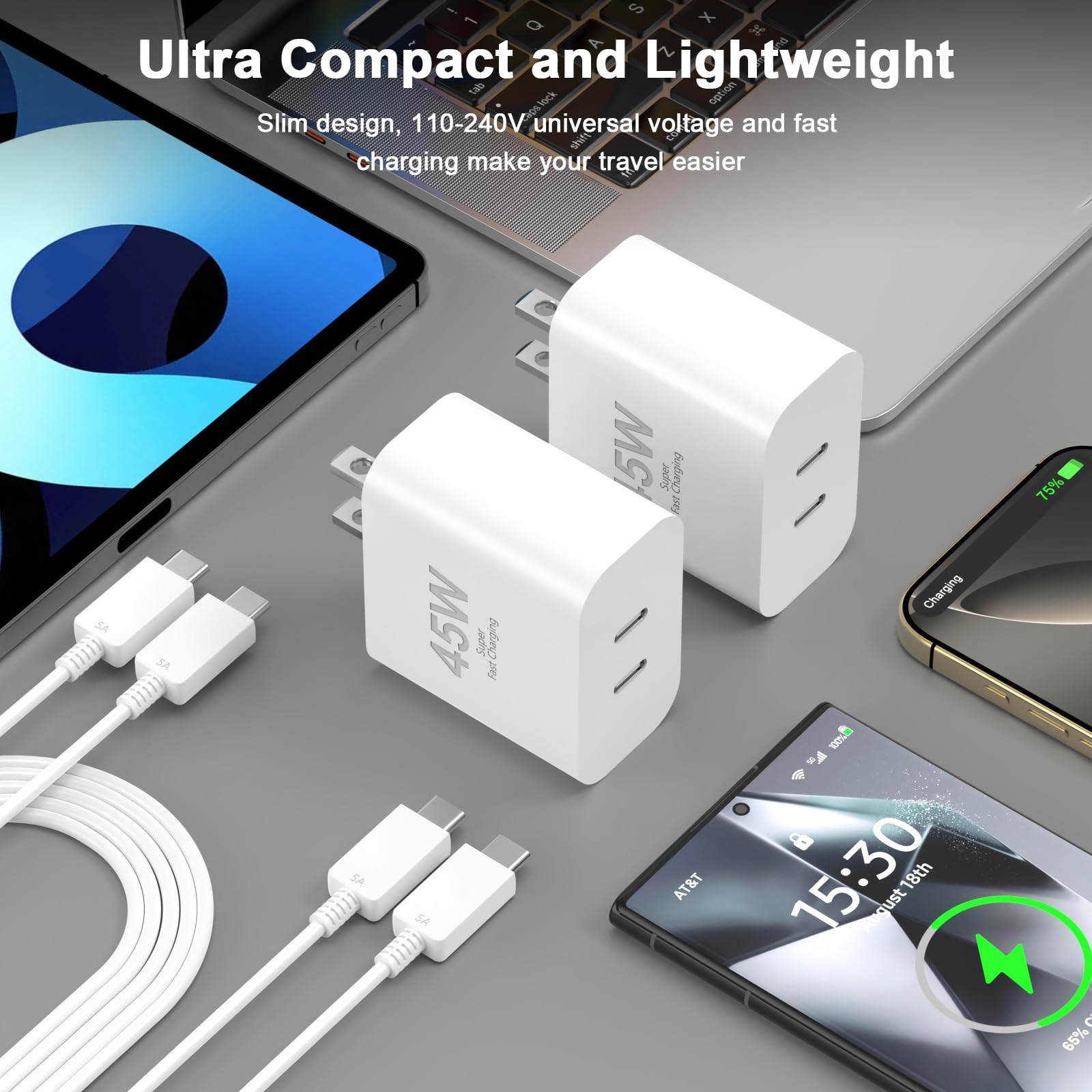 Foto 7 pulgar | Cargador Lazerbuilt Usb C De 45 W Para Iphone 16/15 Con Cable De 10 Pies, Paquete De 2 - Venta Internacional.