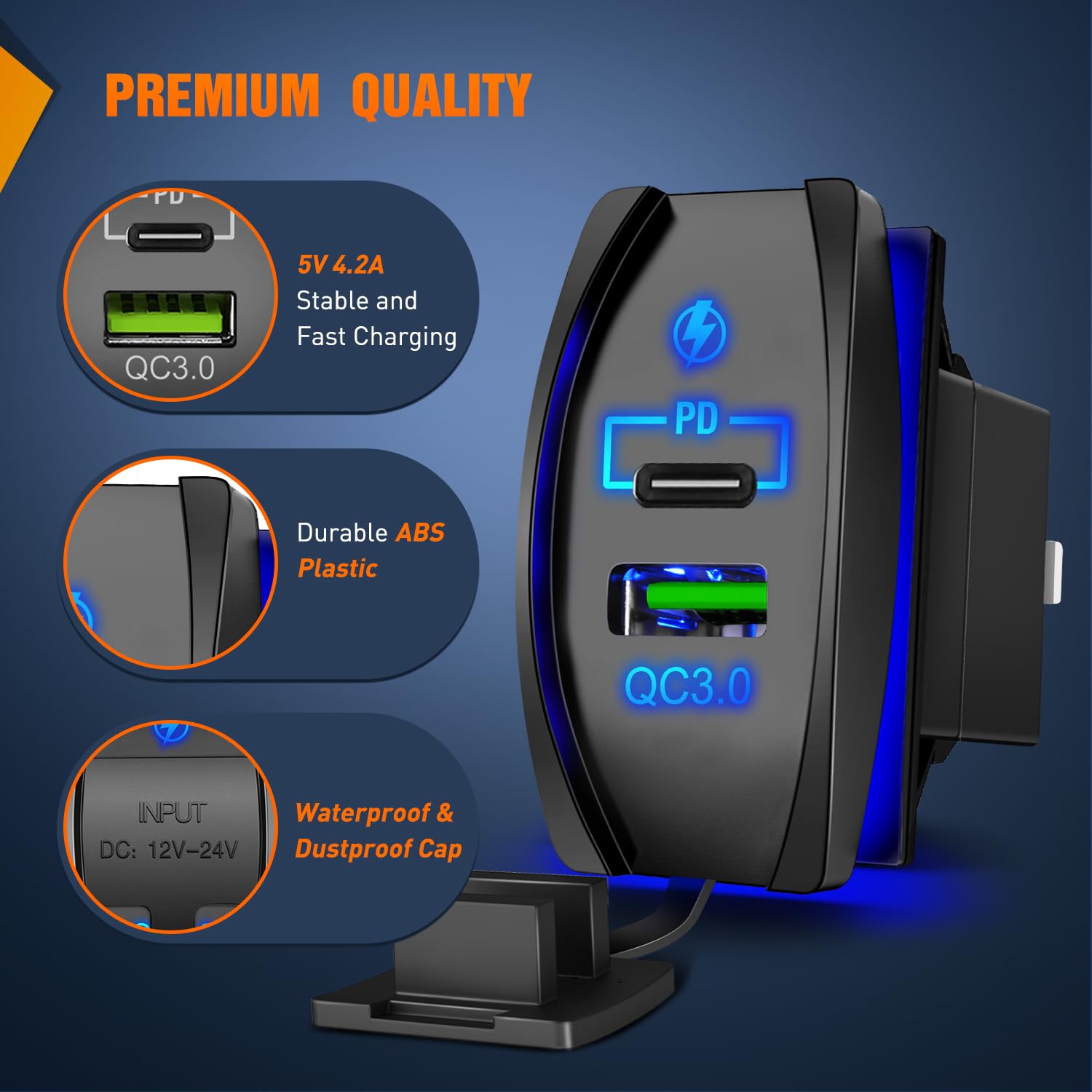 Foto 4 pulgar | Enchufe Usb Nilight Rocker Switch, Estilo 4.2 A Pd Tipo C - Venta Internacional.