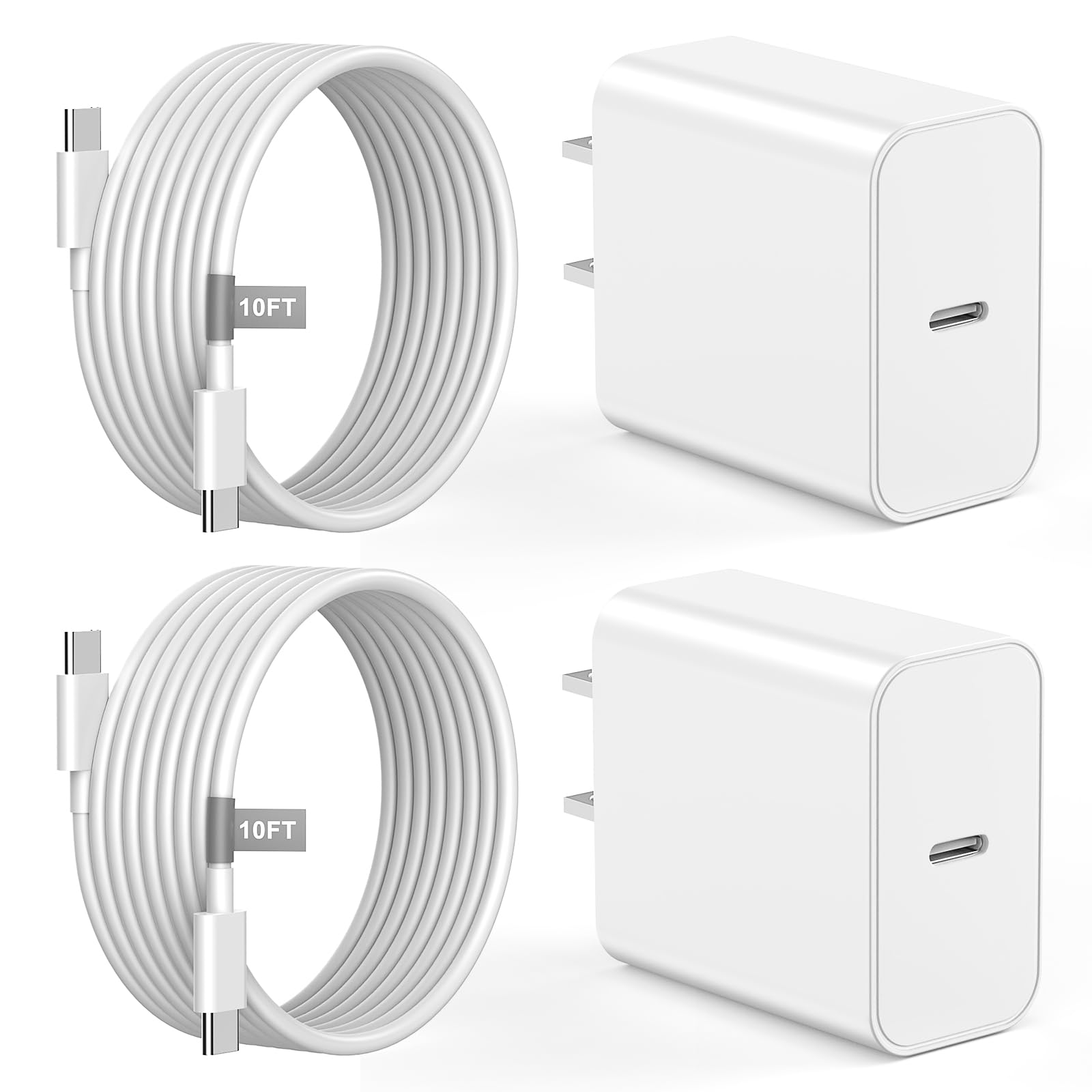 Foto 2 pulgar | Cargador Belcompany Para Iphone 16/15, 20 W, Usb-c, Paquete De 2 Con Cable De 10 Pies - Venta Internacional.
