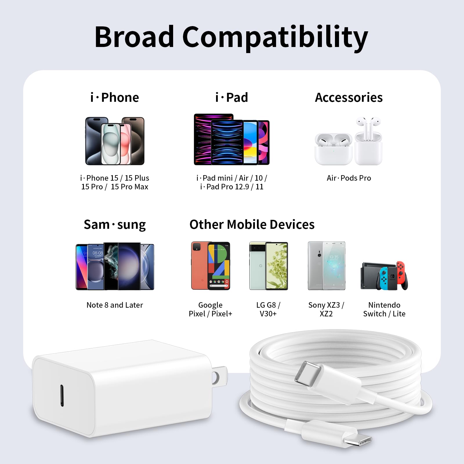 Foto 6 pulgar | Cargador Belcompany Para Iphone 16/15, 20 W, Usb-c, Paquete De 2 Con Cable De 10 Pies - Venta Internacional.