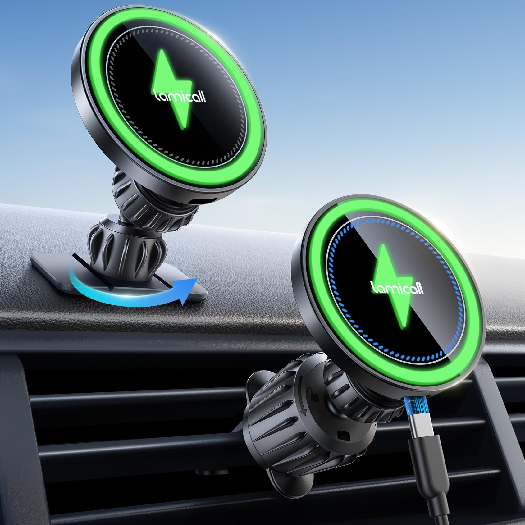 Foto 2 pulgar | Cargador De Coche Lamicall De 15 W Para Cargador Inalámbrico Magsafe - Venta Internacional.