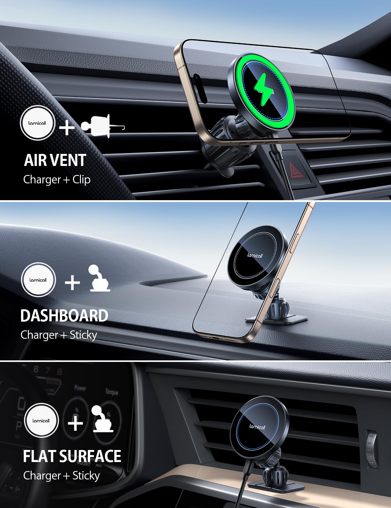 Foto 3 pulgar | Cargador De Coche Lamicall De 15 W Para Cargador Inalámbrico Magsafe - Venta Internacional.