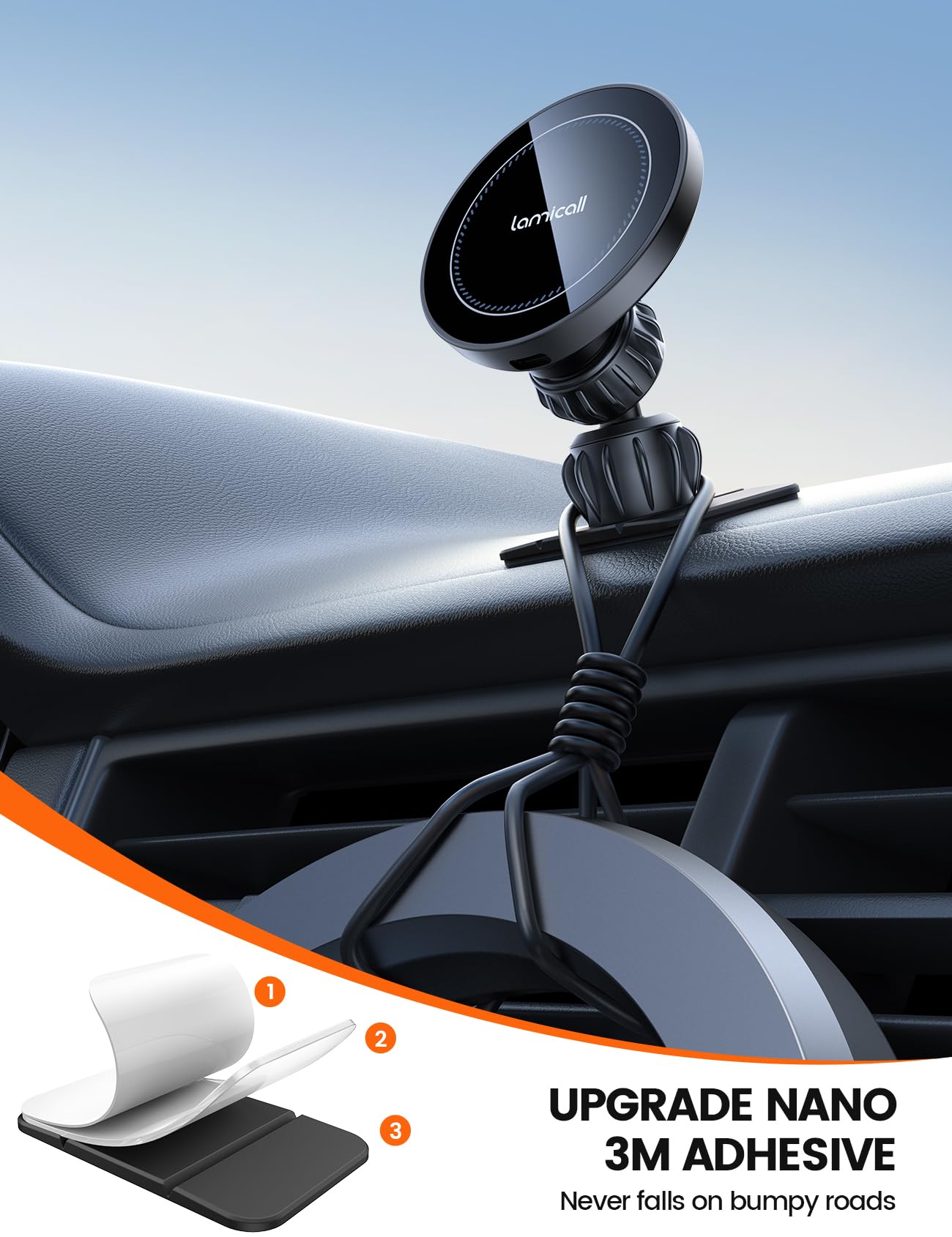 Foto 7 pulgar | Cargador De Coche Lamicall De 15 W Para Cargador Inalámbrico Magsafe - Venta Internacional.