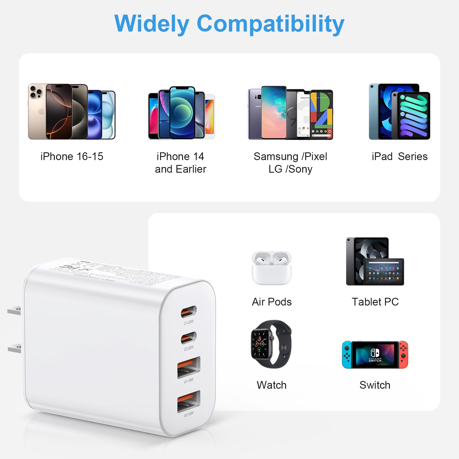 Foto 6 pulgar | Bloque De Carga Usb C, Cubo De Carga Pd+qc De Doble Puerto De 40 W - Venta Internacional.