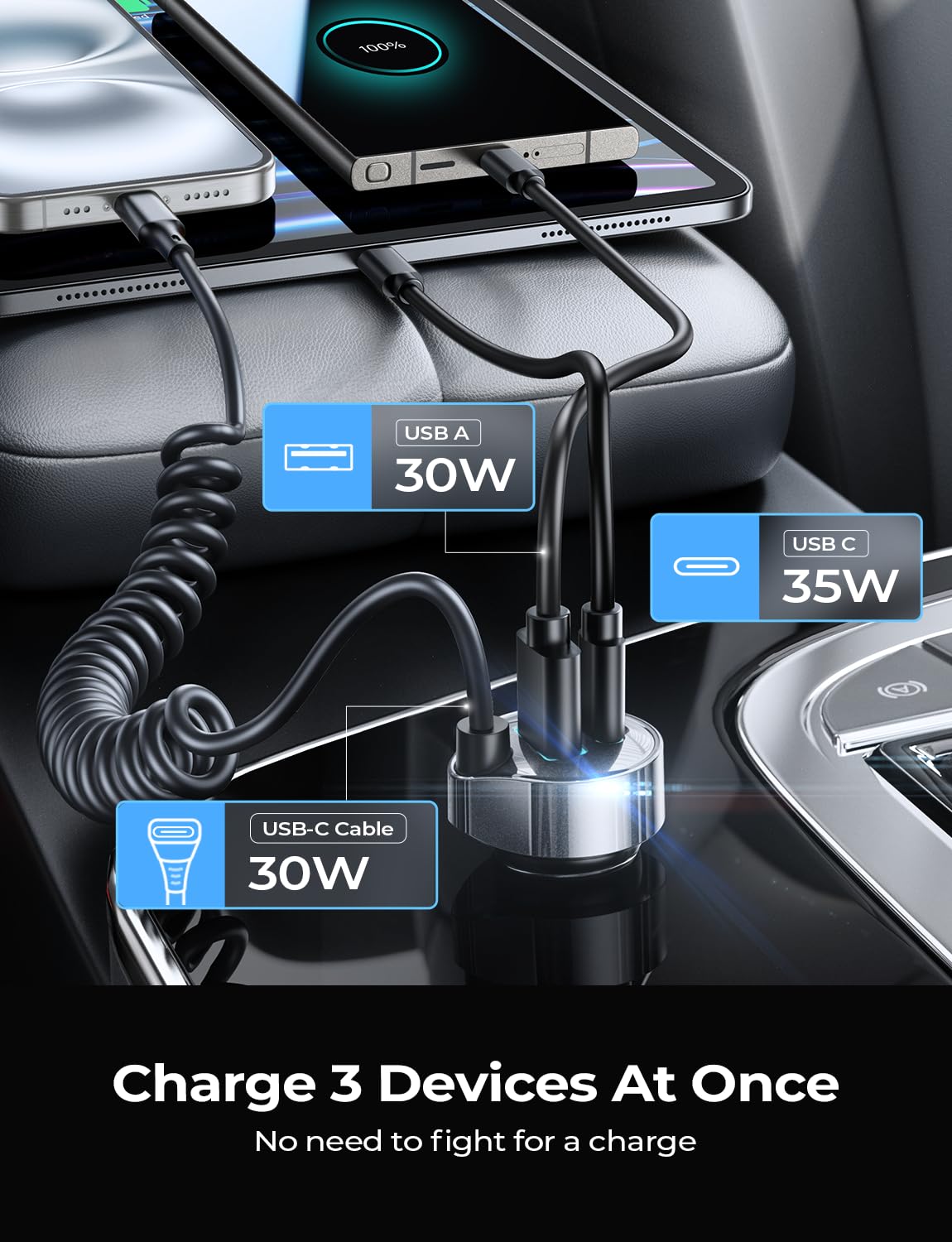 Foto 6 | Cargador De Coche Lisen De Carga Rápida Tipo C De 65 W Para Samsung - Venta Internacional.