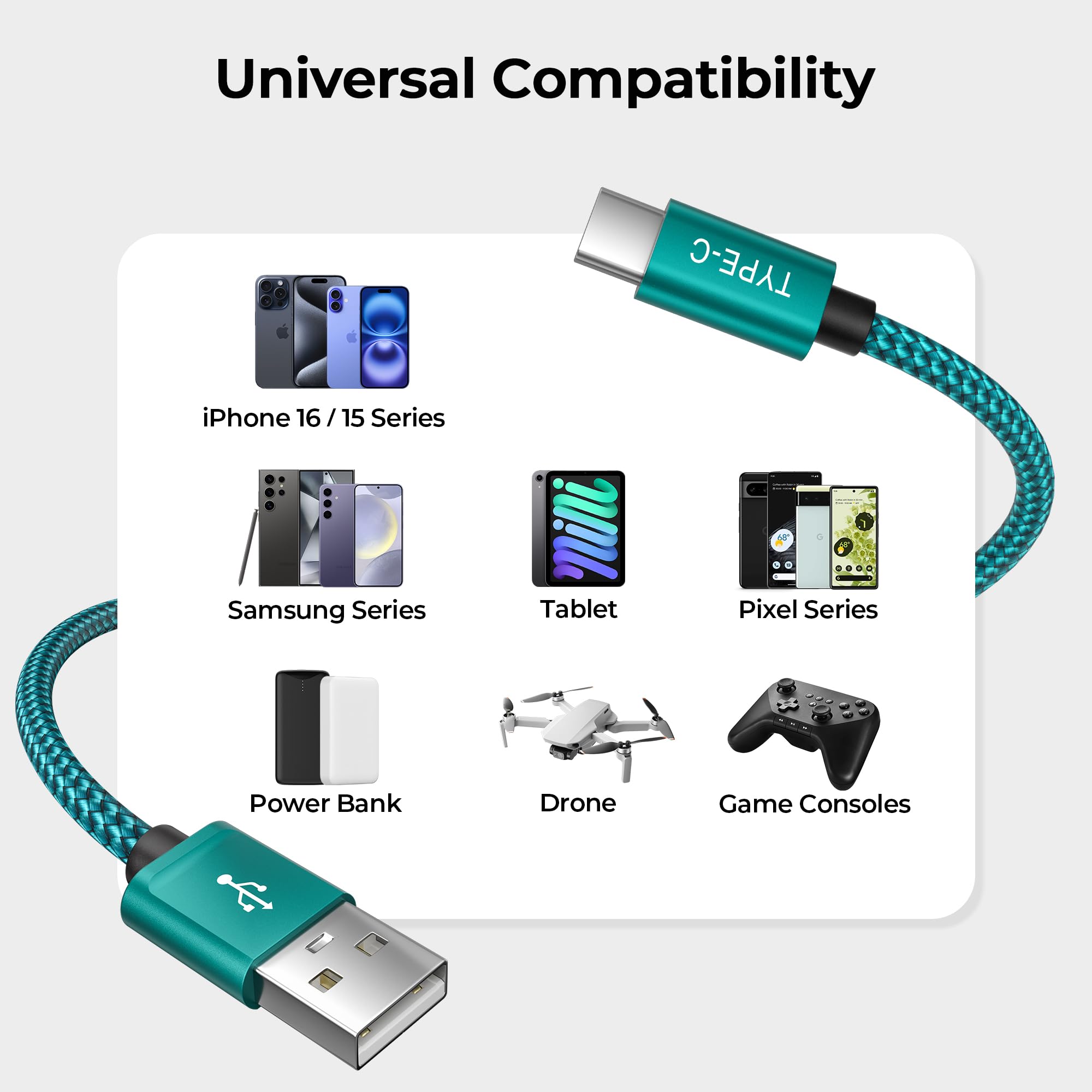 Foto 8 pulgar | Cable Cargador Usb Tipo C Basesailor, Paquete De 2 M, Para Samsung - Venta Internacional.