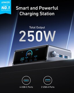 Foto 2 | Estación De Carga Anker Gan Ultrarrápida De 6 Puertos De 250 W Con Gestión De Cables - Venta Internacional.