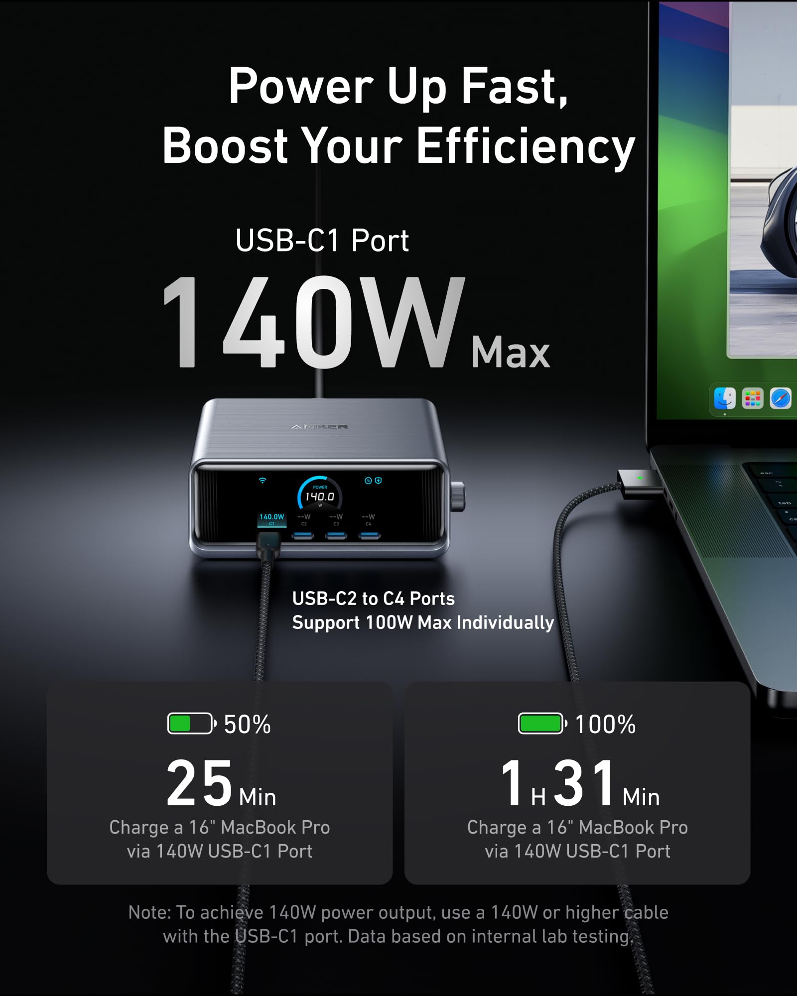Foto 4 pulgar | Estación De Carga Anker Gan Ultrarrápida De 6 Puertos De 250 W Con Gestión De Cables - Venta Internacional.