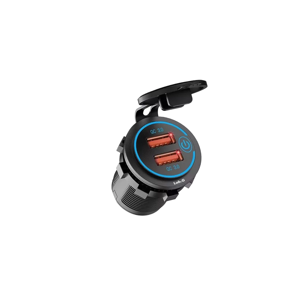 Cargador Iluminado Usb Dual 3.0a 1 Pieza, Negro Azul