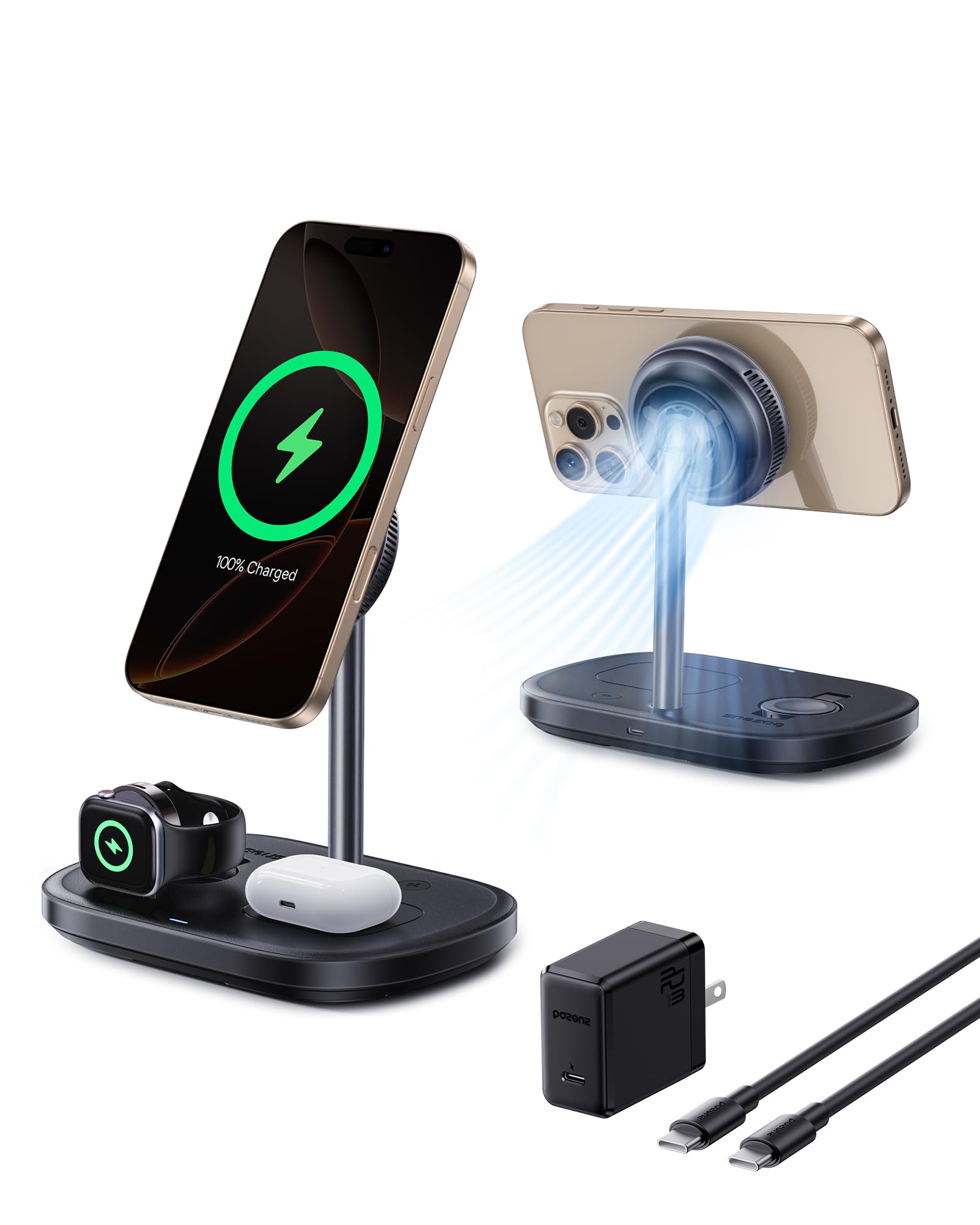 Cargador Inalámbrico Baseus 3 En 1 Qi2 15w Iphone16/15 - Venta Internacional.
