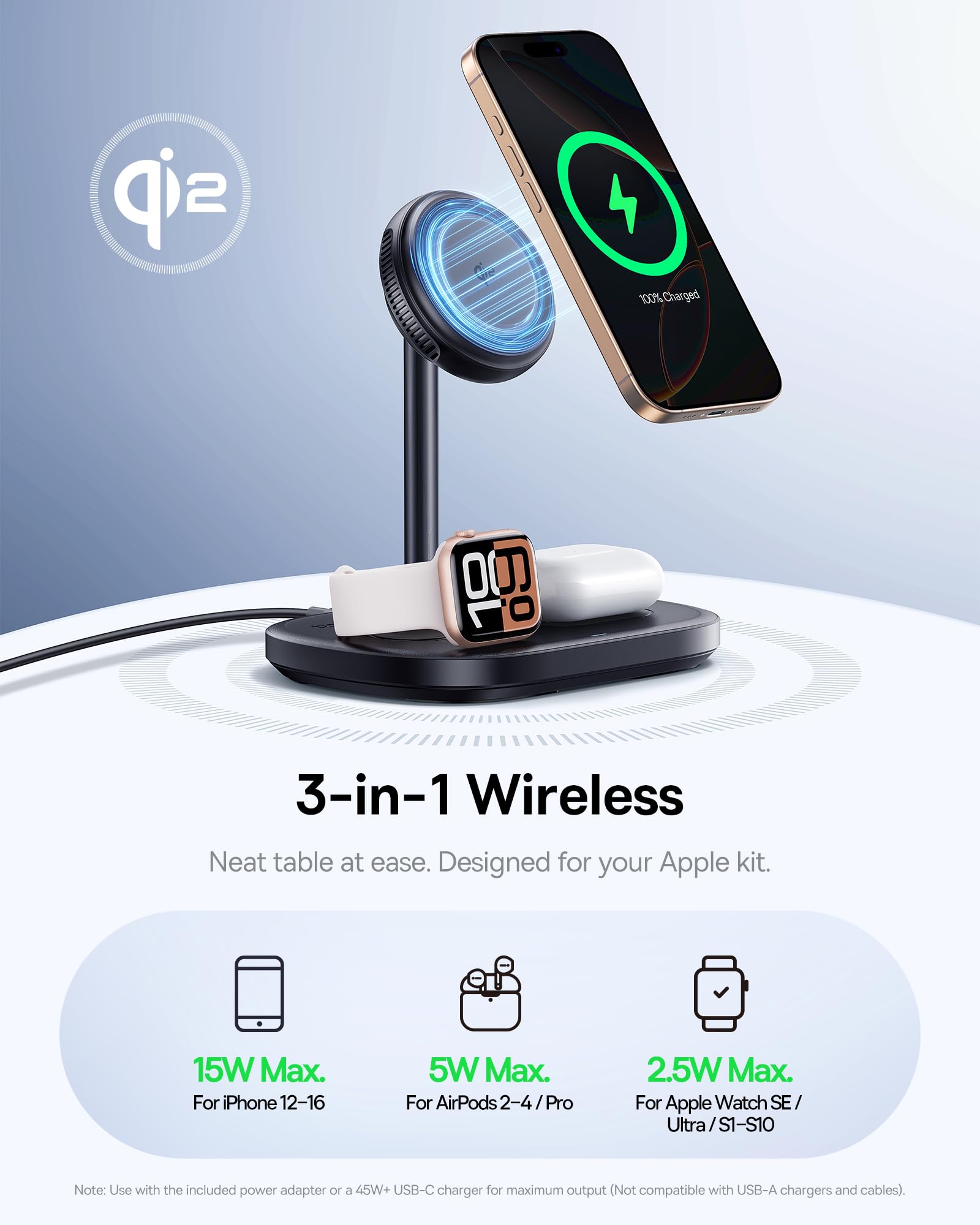 Foto 5 pulgar | Cargador Inalámbrico Baseus 3 En 1 Qi2 15w Iphone16/15 - Venta Internacional.