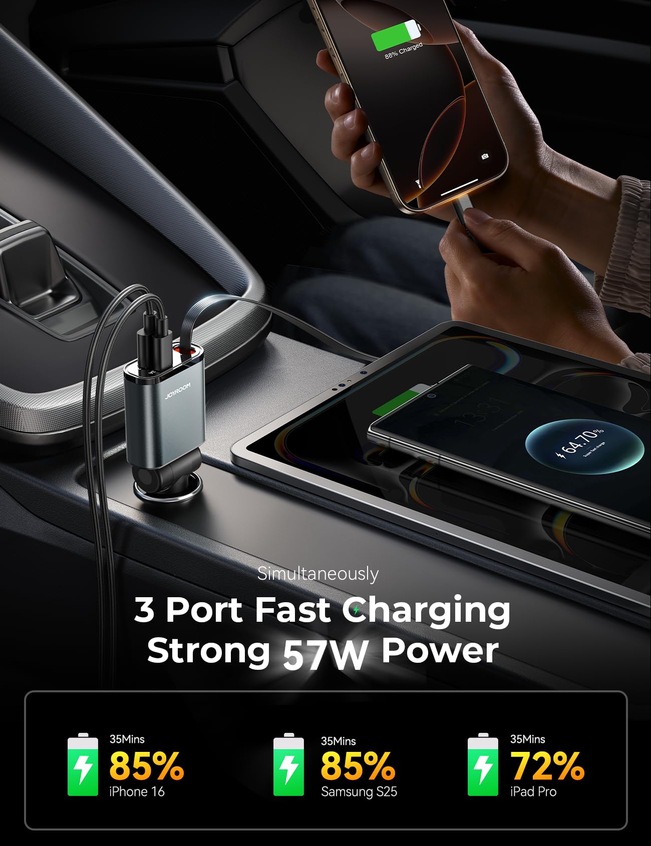 Foto 7 | [cargador De Coche] Joyroom 2025 Ultradelgado De 57 W Tipo C Para Iphone 16 - Venta Internacional.