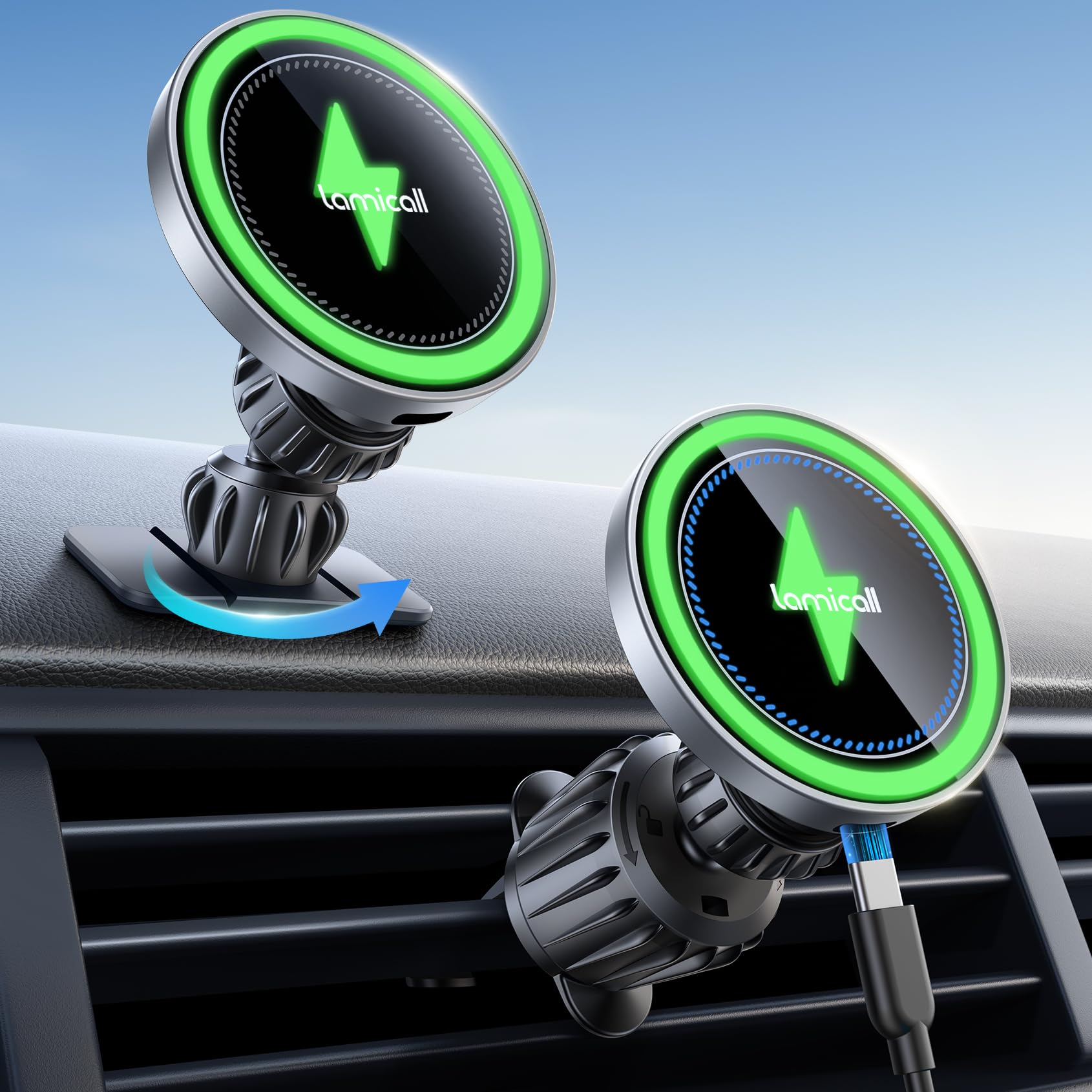 Foto 1 | Cargador Inalámbrico De Coche Lamicall 15w Para Iphone 16 Pro Max - Venta Internacional.
