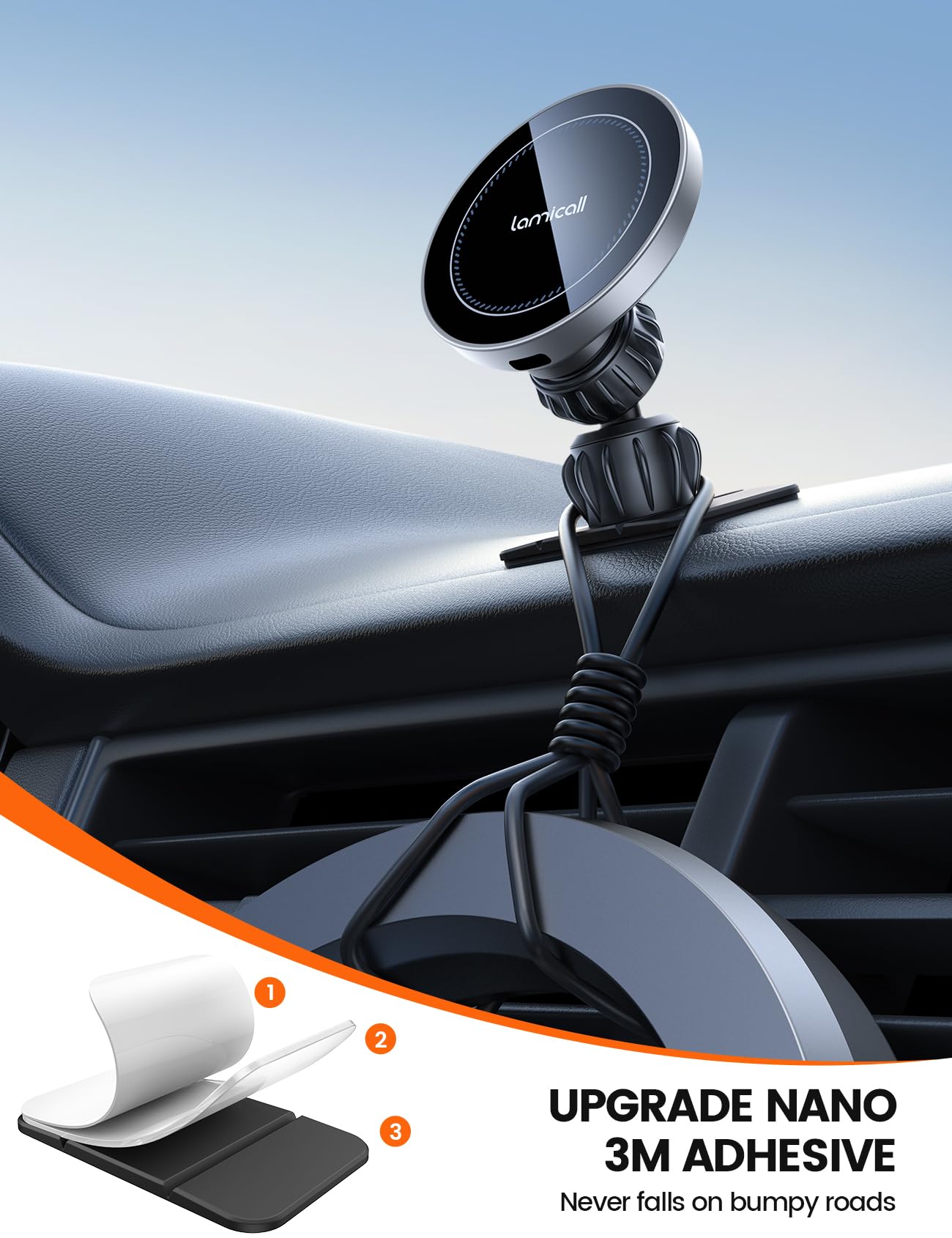Foto 6 pulgar | Cargador Inalámbrico De Coche Lamicall 15w Para Iphone 16 Pro Max - Venta Internacional.