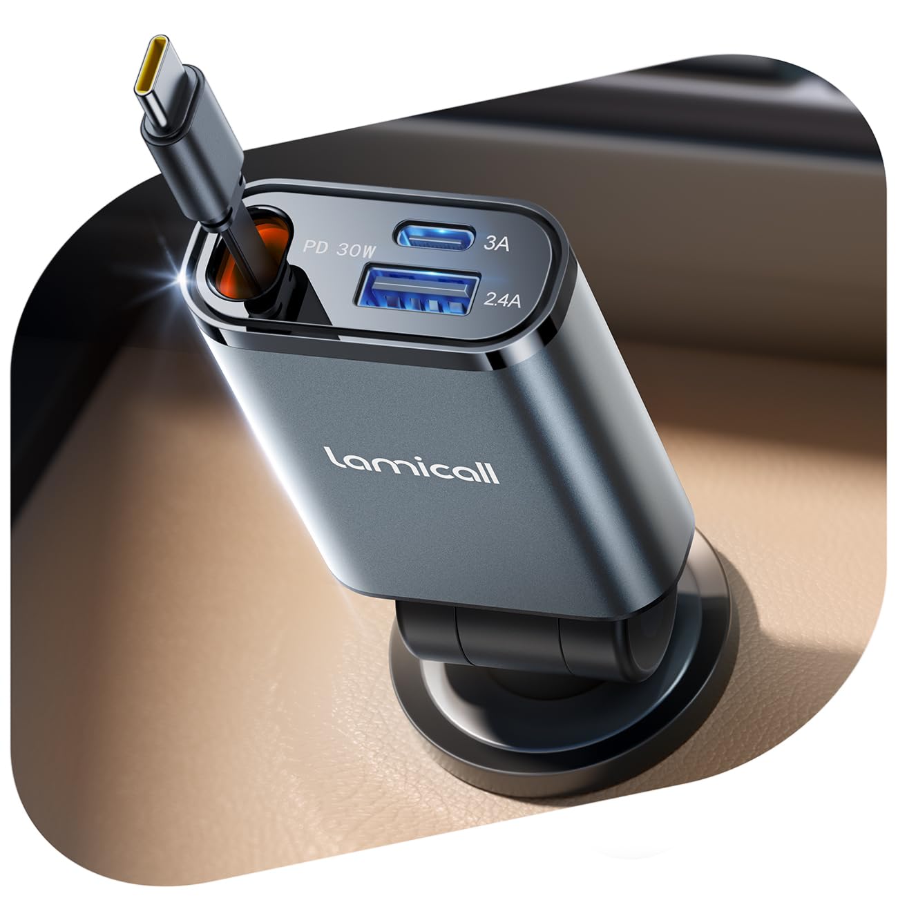 Cargador De Coche Lamicall Retráctil Usb C De Carga Rápida De 57 W - Venta Internacional. $576