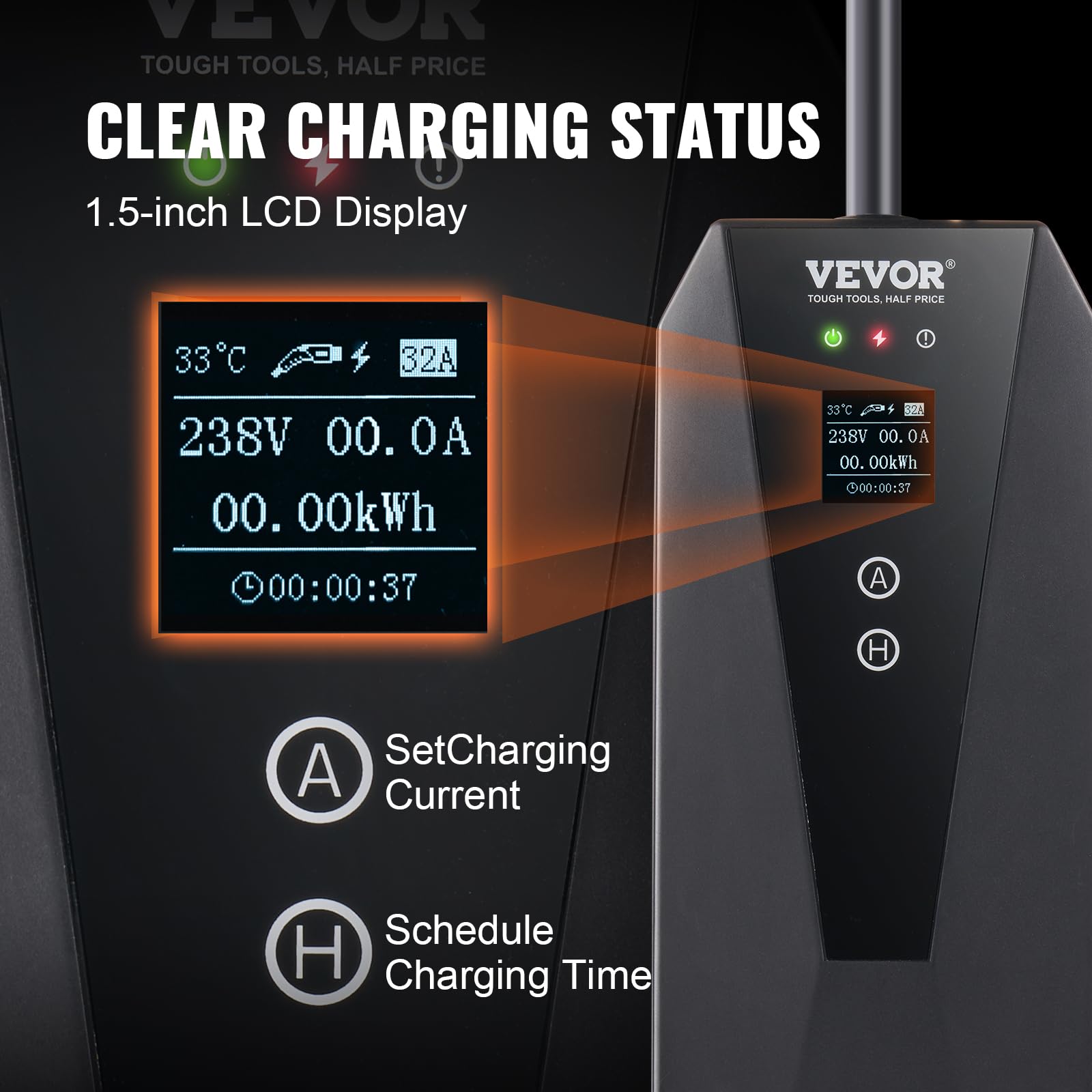 Foto 6 | Cargador Portátil Para Vehículos Eléctricos Vevor Level 2, 32 A, 240 V, Con Cable De 8,5 M - Venta Internacional.