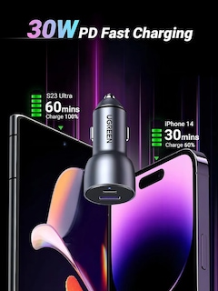 Foto 3 | Cargador Para Carro Ugreen 2-port Fast Car Charger 52.5w Negro