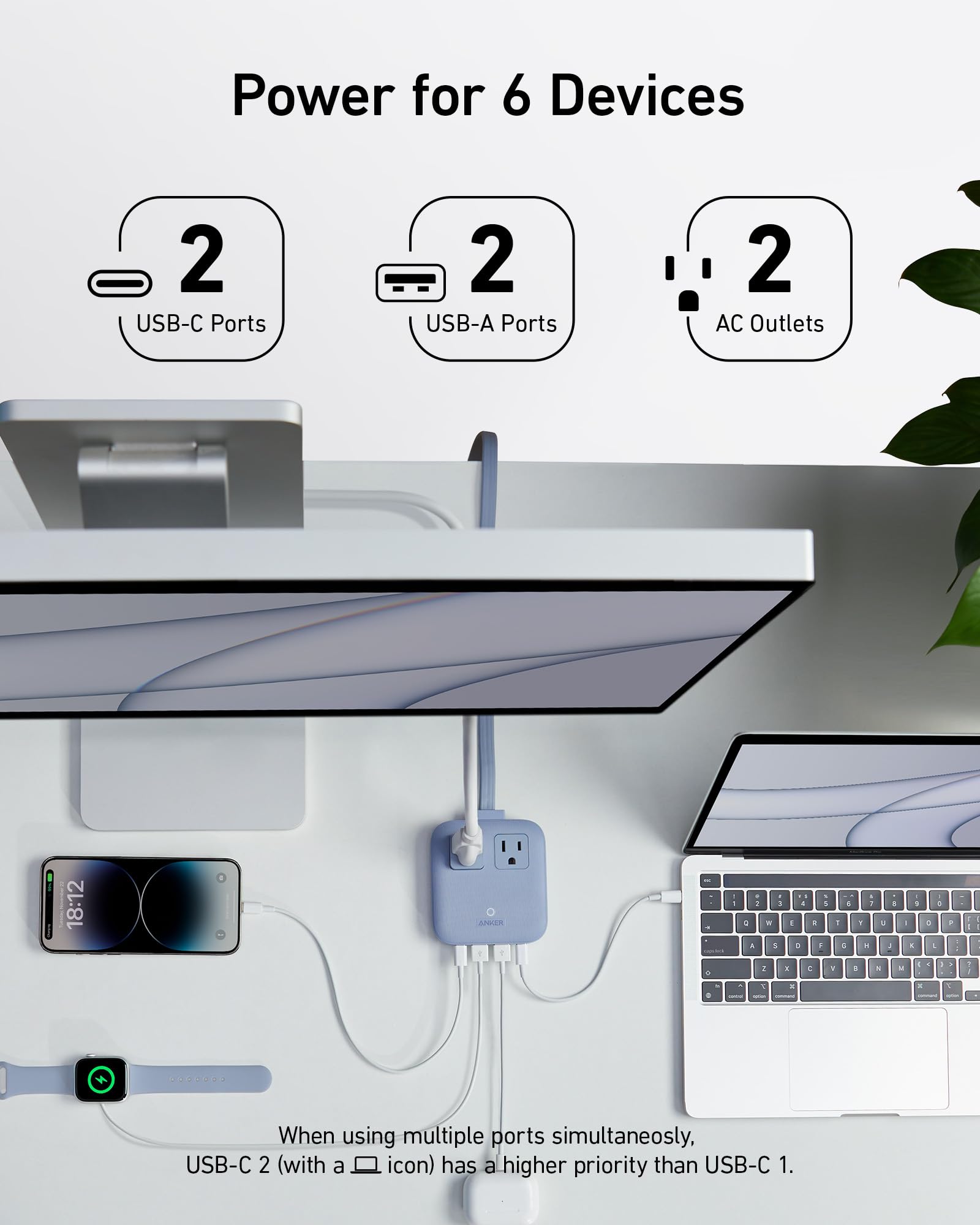Foto 5 pulgar | Estación De Carga Anker Nano 67w 6 En 1 Usb C Power Strip - Venta Internacional.