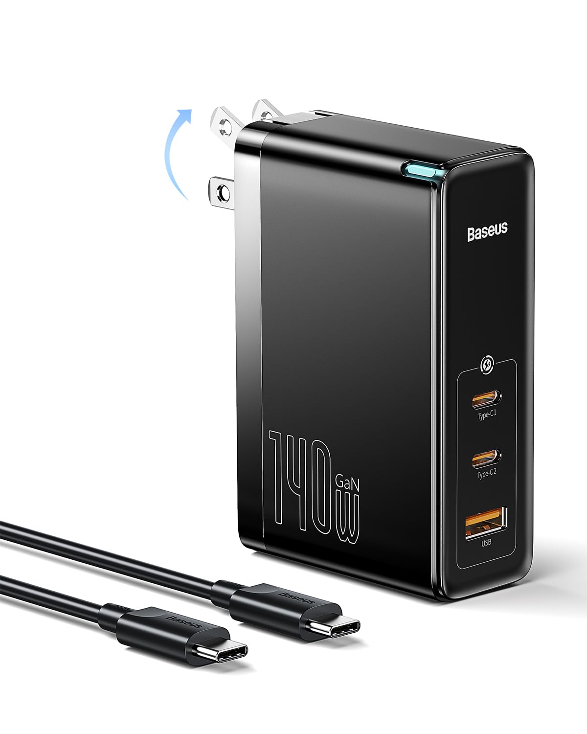 Foto 2 pulgar | Cargador De Pared Baseus 140w Usb C Pd 3.1 De 3 Puertos Gan5 Negro - Venta Internacional.