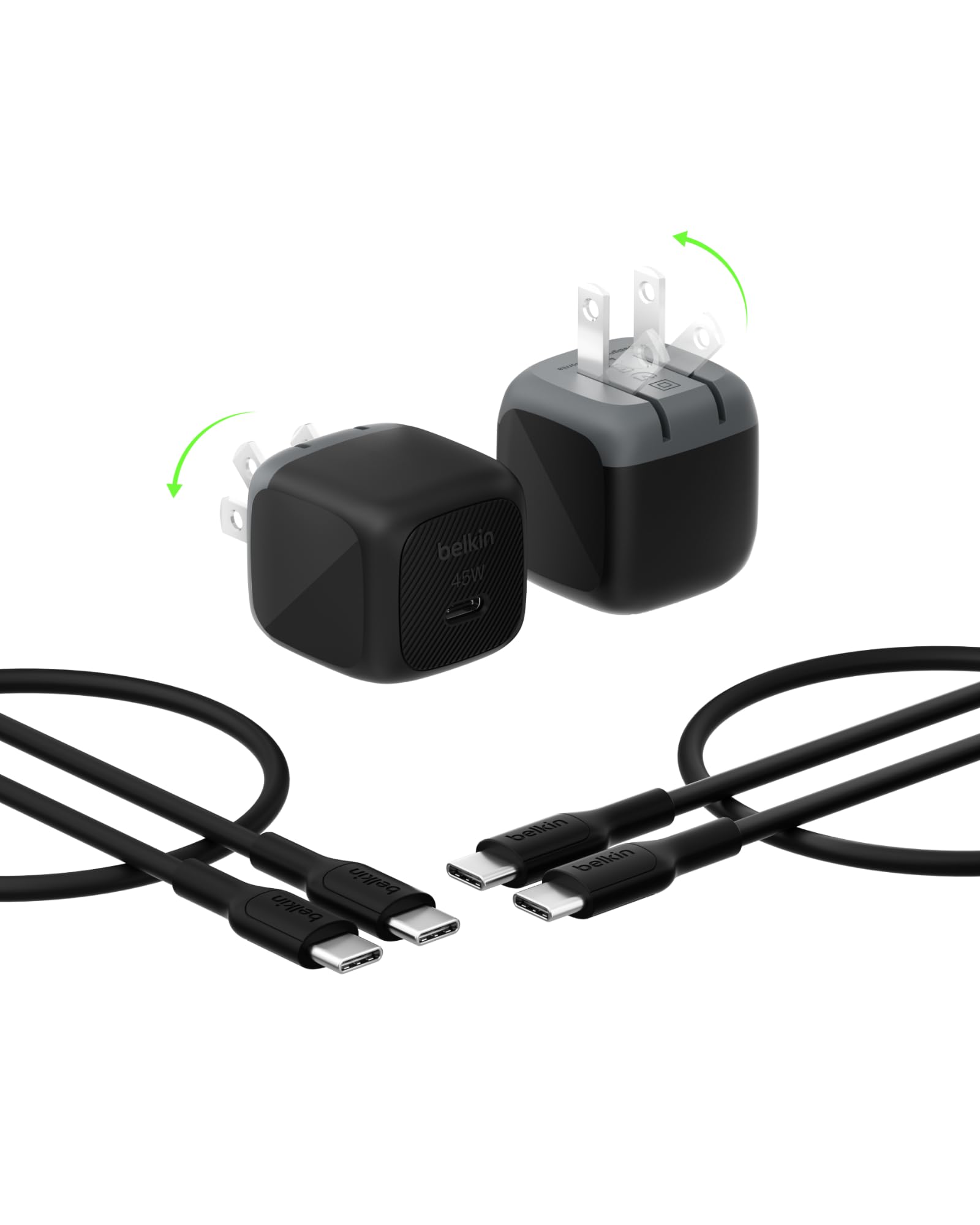 Foto 1 | Bloque De Carga Usb C De 45 W De Belkin (paquete De 2 Unidades) Con Cable Usb C, Color Negro - Venta Internacional.