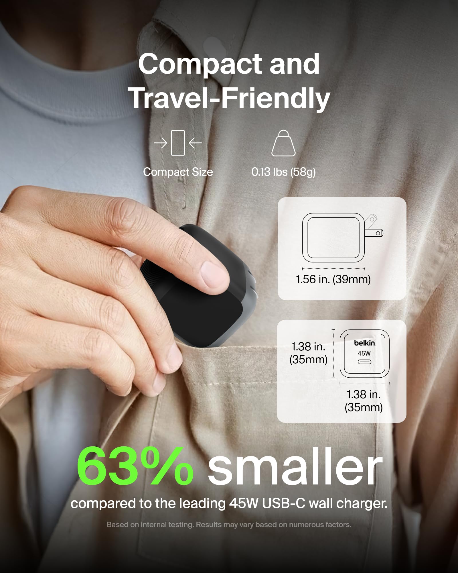 Foto 4 pulgar | Bloque De Carga Usb C De 45 W De Belkin (paquete De 2 Unidades) Con Cable Usb C, Color Negro - Venta Internacional.