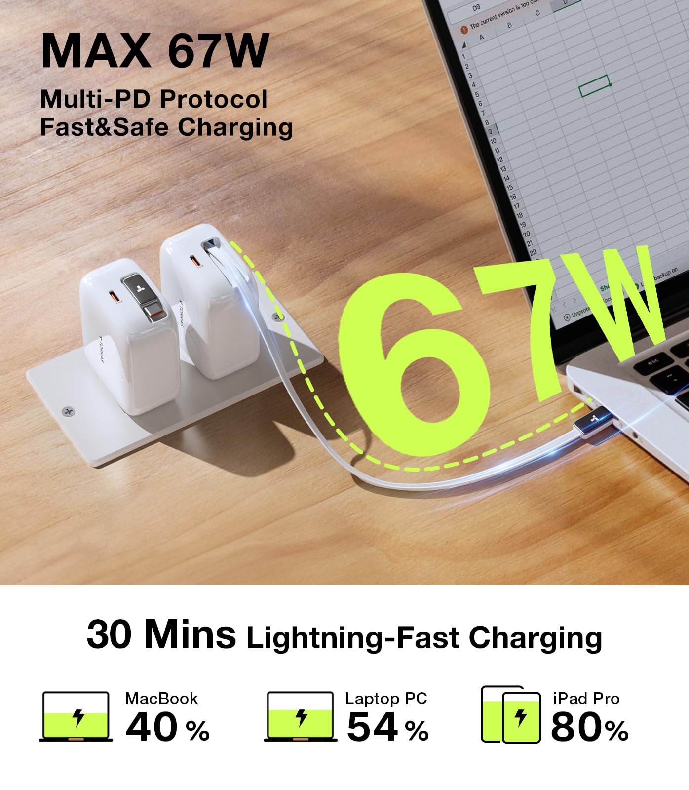 Foto 2 | Bloque De Carga Torras Flexline De 67 W Usb C De Doble Puerto Para Iphone - Venta Internacional.