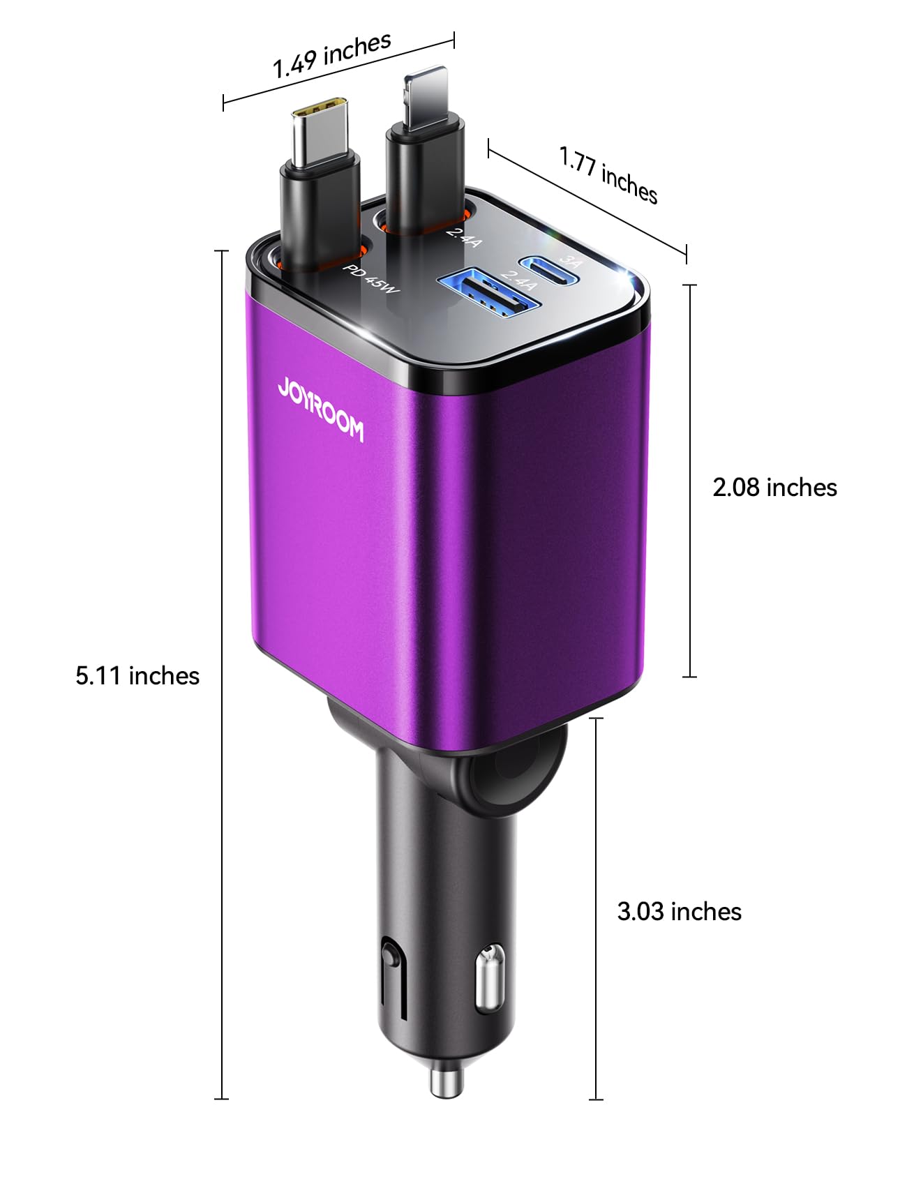 Foto 7 pulgar | [cargador De Coche] Joyroom 2025 Ultracompacto Retráctil Usb-c 8 - Venta Internacional.