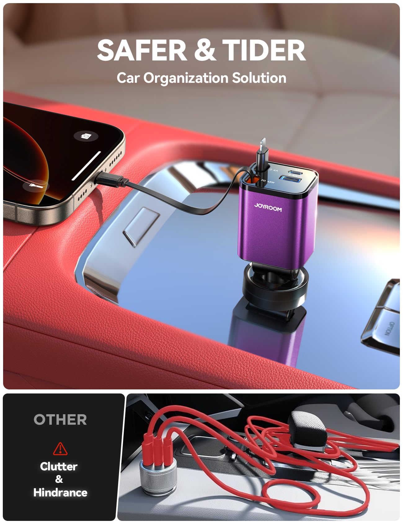 Foto 7 | [cargador De Coche] Joyroom 2025 Ultracompacto Retráctil Usb-c 8 - Venta Internacional.