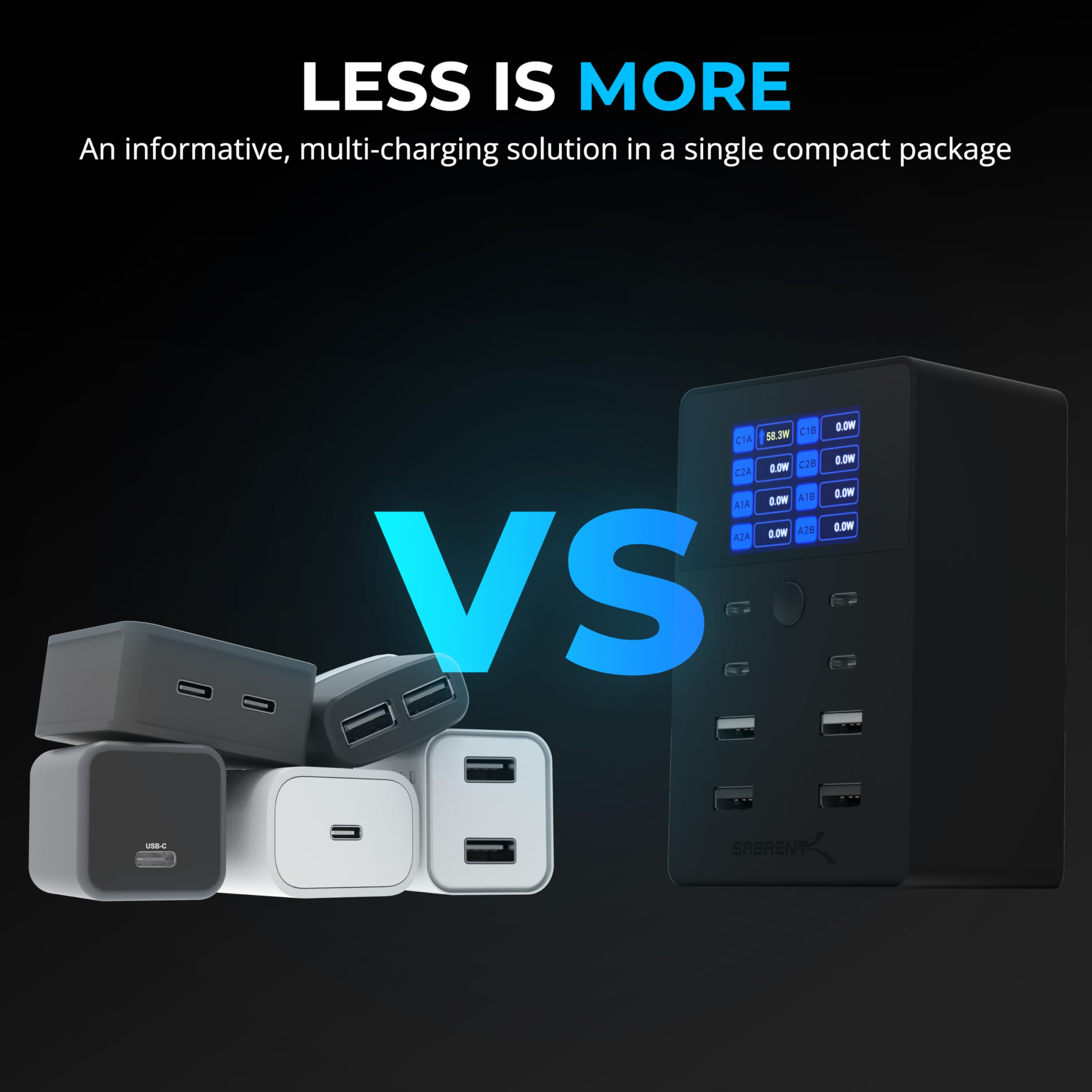 Foto 4 pulgar | Cargador Sabrent De 252 W Con 8 Puertos Usb Pd 3.0 Con Pantalla Lcd Para Usb-c/a - Venta Internacional.