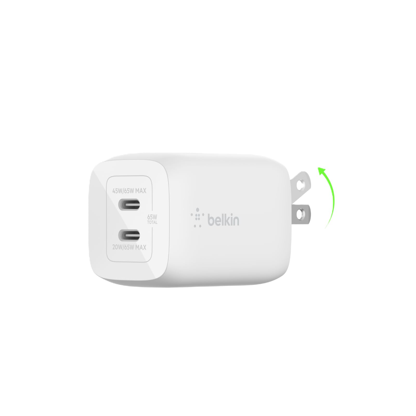Foto 1 | Cargador De Pared Belkin 65w Dual Usb-c Power Delivery 3.0 Blanco - Venta Internacional.