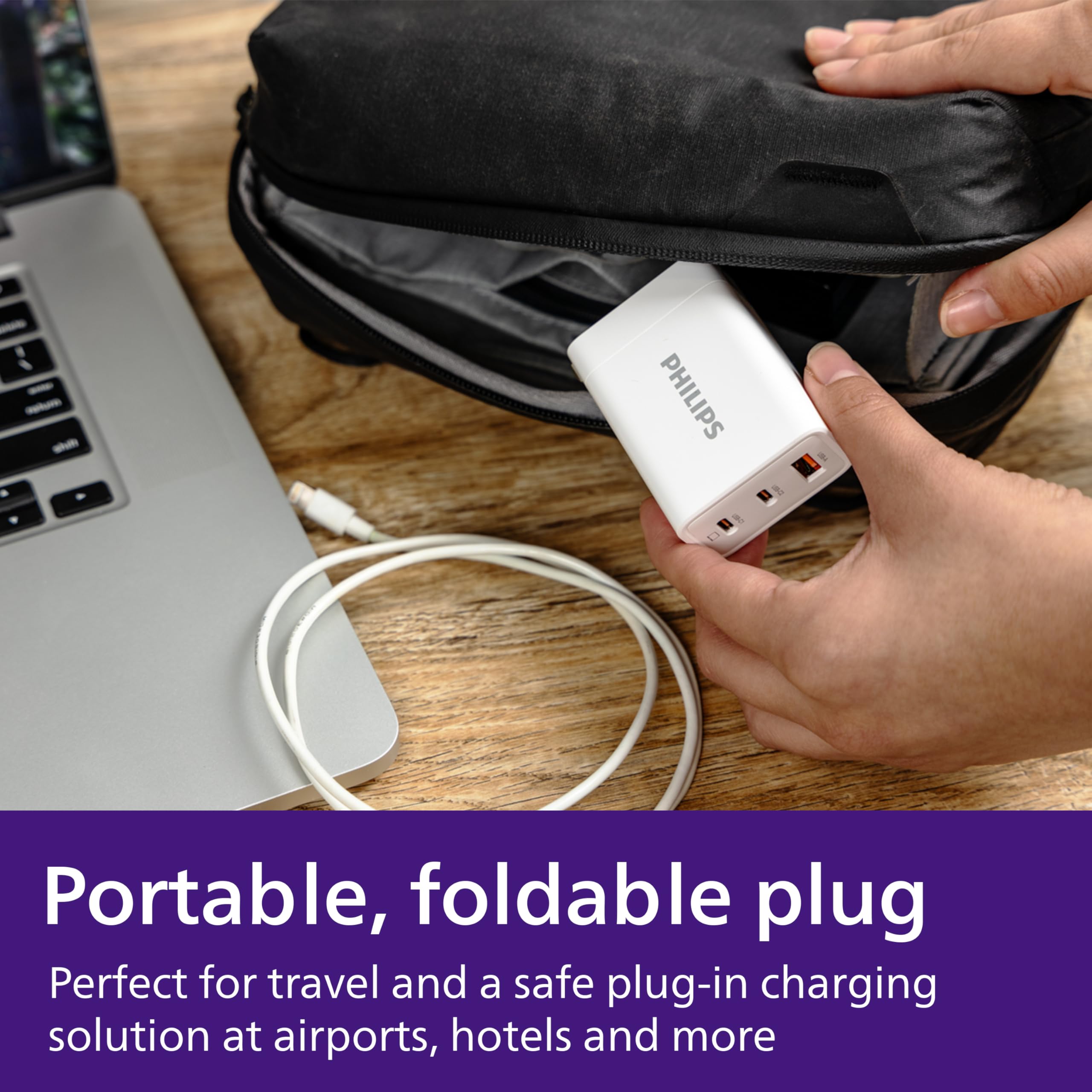 Foto 6 pulgar | Cargador Philips Para Iphone, Carga Rápida, 65 W, Usb C, 3 Puertos, Blanco - Venta Internacional.