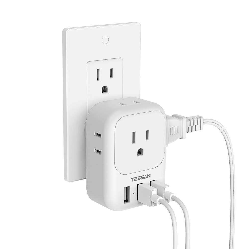 Foto 2 pulgar | Bloque De Cargador Usb Tessan, Adaptador De Enchufe Usb Con 4 Salidas De Ca Y 3 Puertos Usb - Venta Internacional.