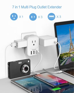 Foto 2 | Bloque De Cargador Usb Tessan, Adaptador De Enchufe Usb Con 4 Salidas De Ca Y 3 Puertos Usb - Venta Internacional.