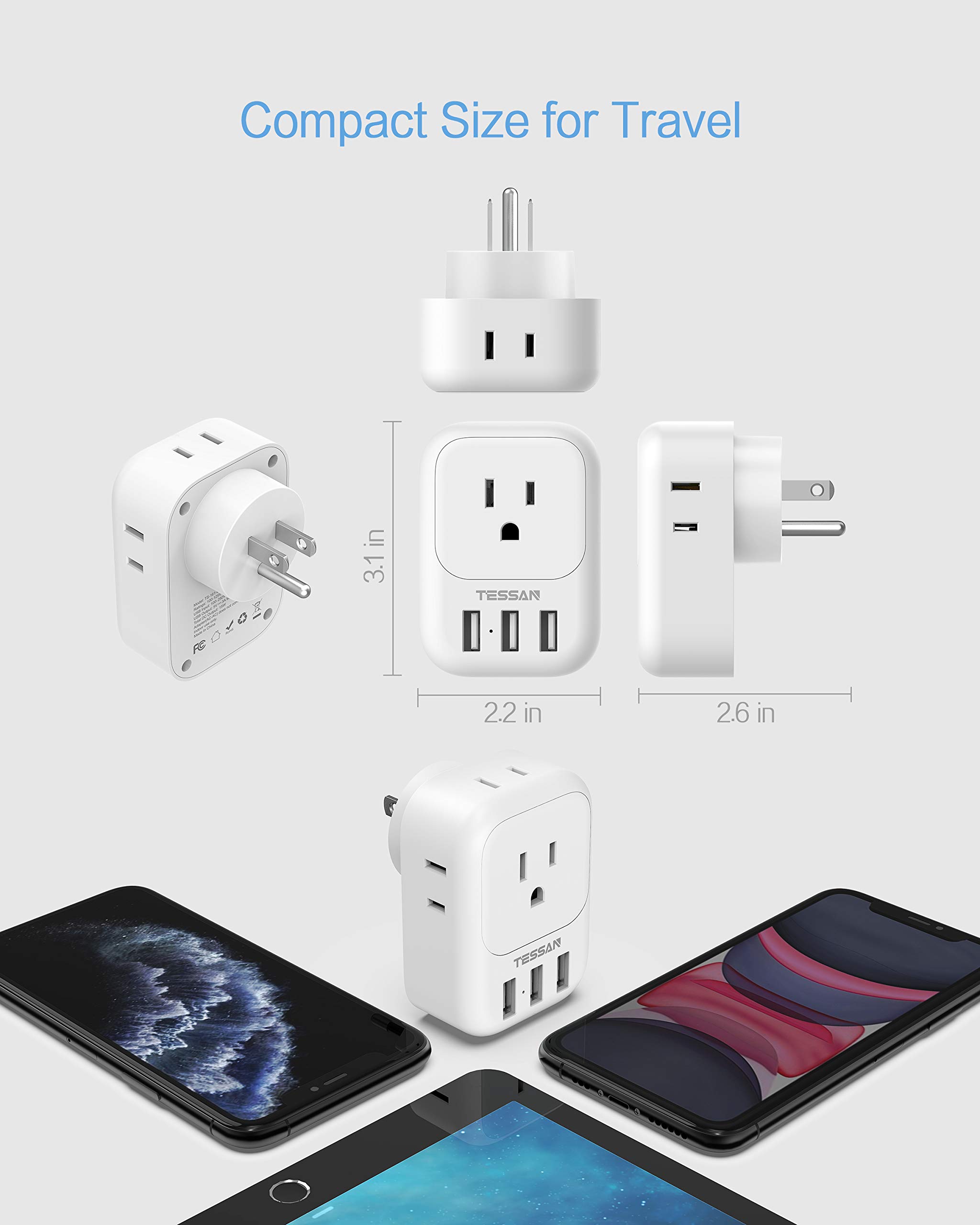 Foto 7 pulgar | Bloque De Cargador Usb Tessan, Adaptador De Enchufe Usb Con 4 Salidas De Ca Y 3 Puertos Usb - Venta Internacional.