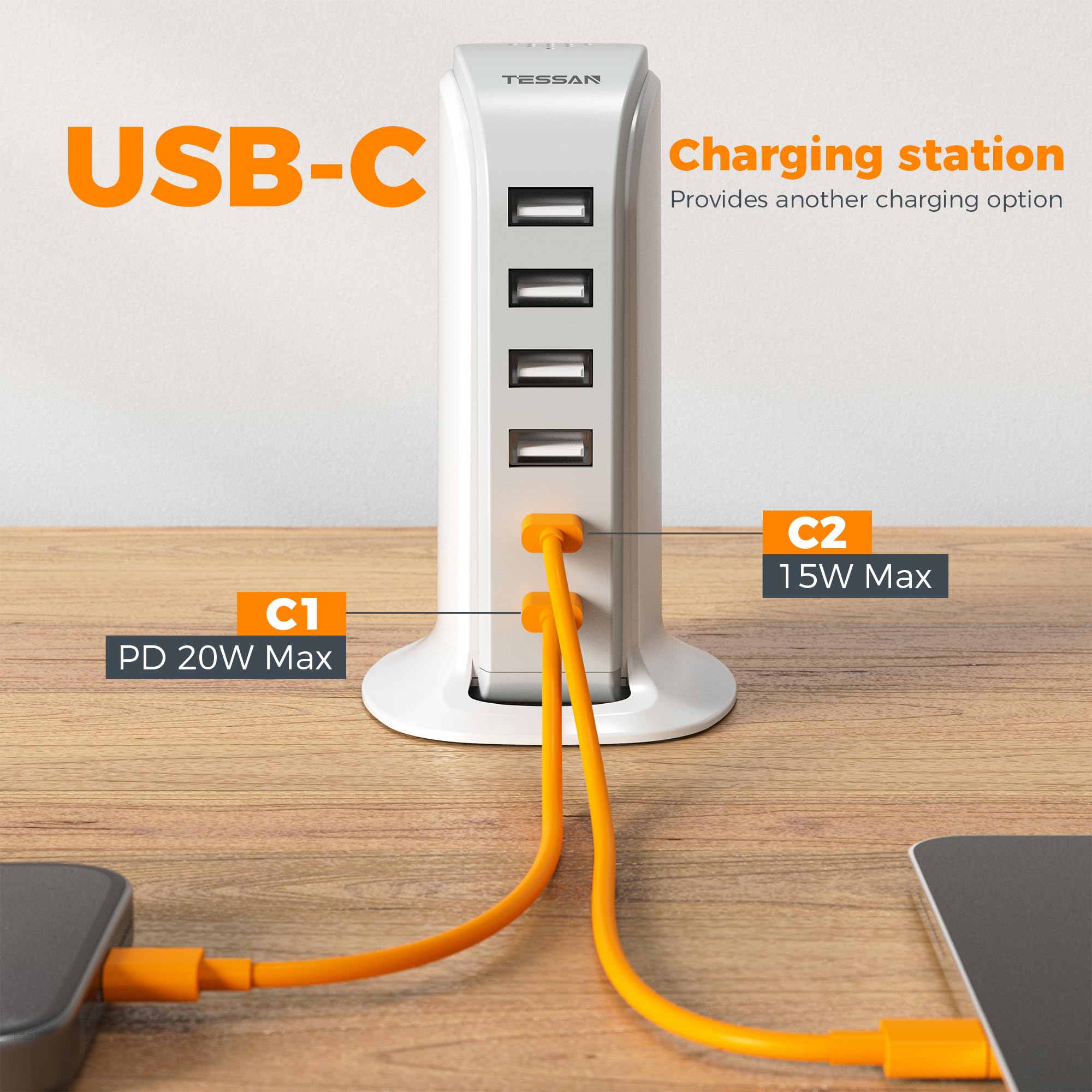Foto 4 pulgar | Estación De Carga Tessan Cargador Usb C De 40 W Para Múltiples Dispositivos - Venta Internacional.