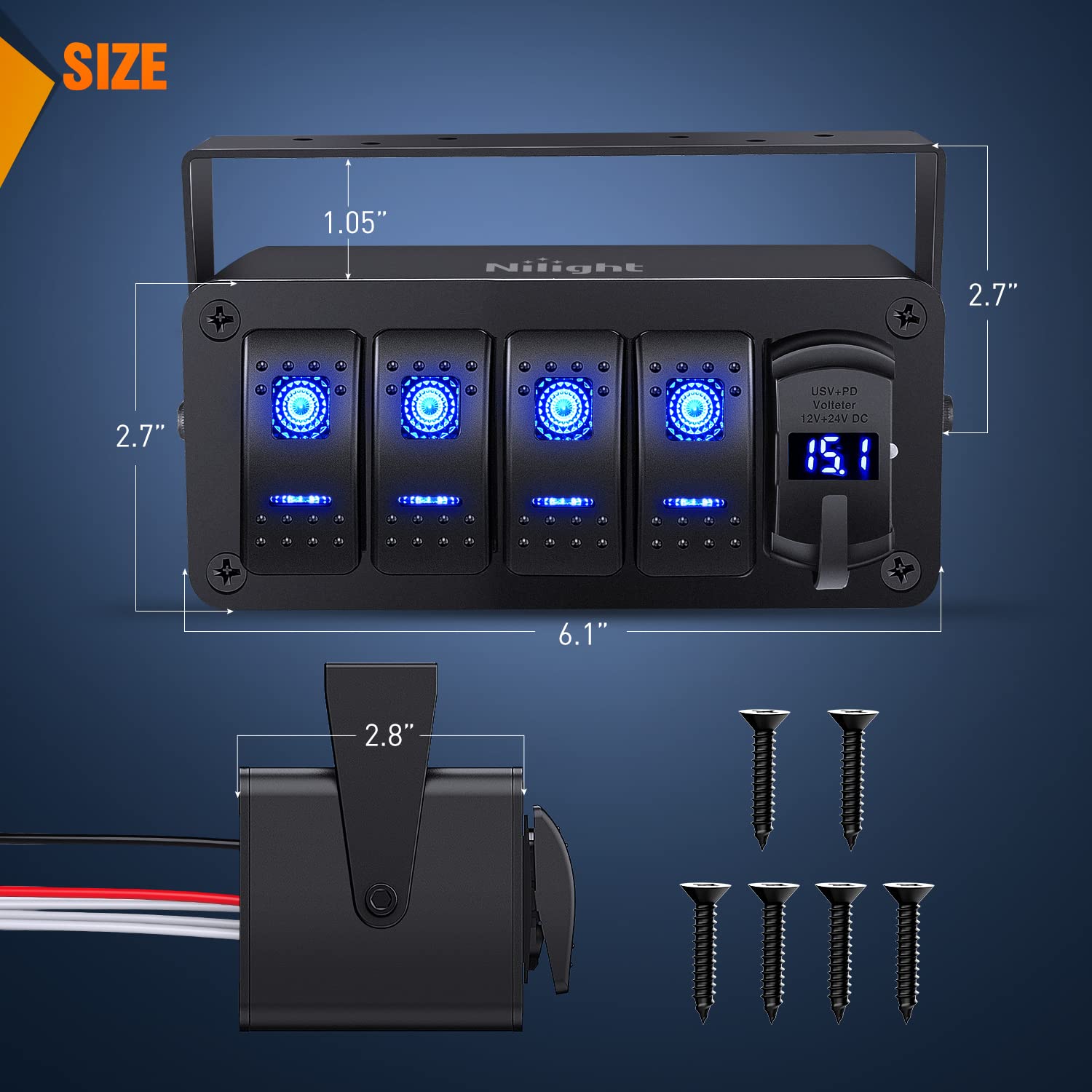 Foto 3 pulgar | Switch Box Nilight De 4 Canales, 12 V, Con Cargador Pd Tipo C Y Qc 3.0 - Venta Internacional.