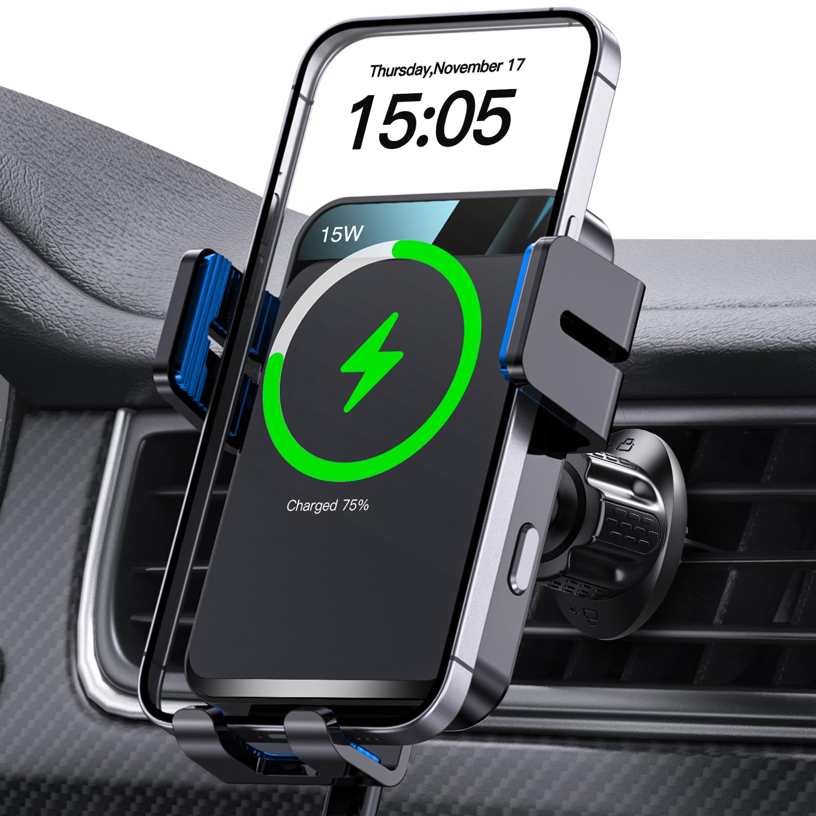 Foto 2 pulgar | Cargador De Coche Inalámbrico Mokpr Con Cierre Automático Y Soporte De Ventilación De 15 W - Venta Internacional.