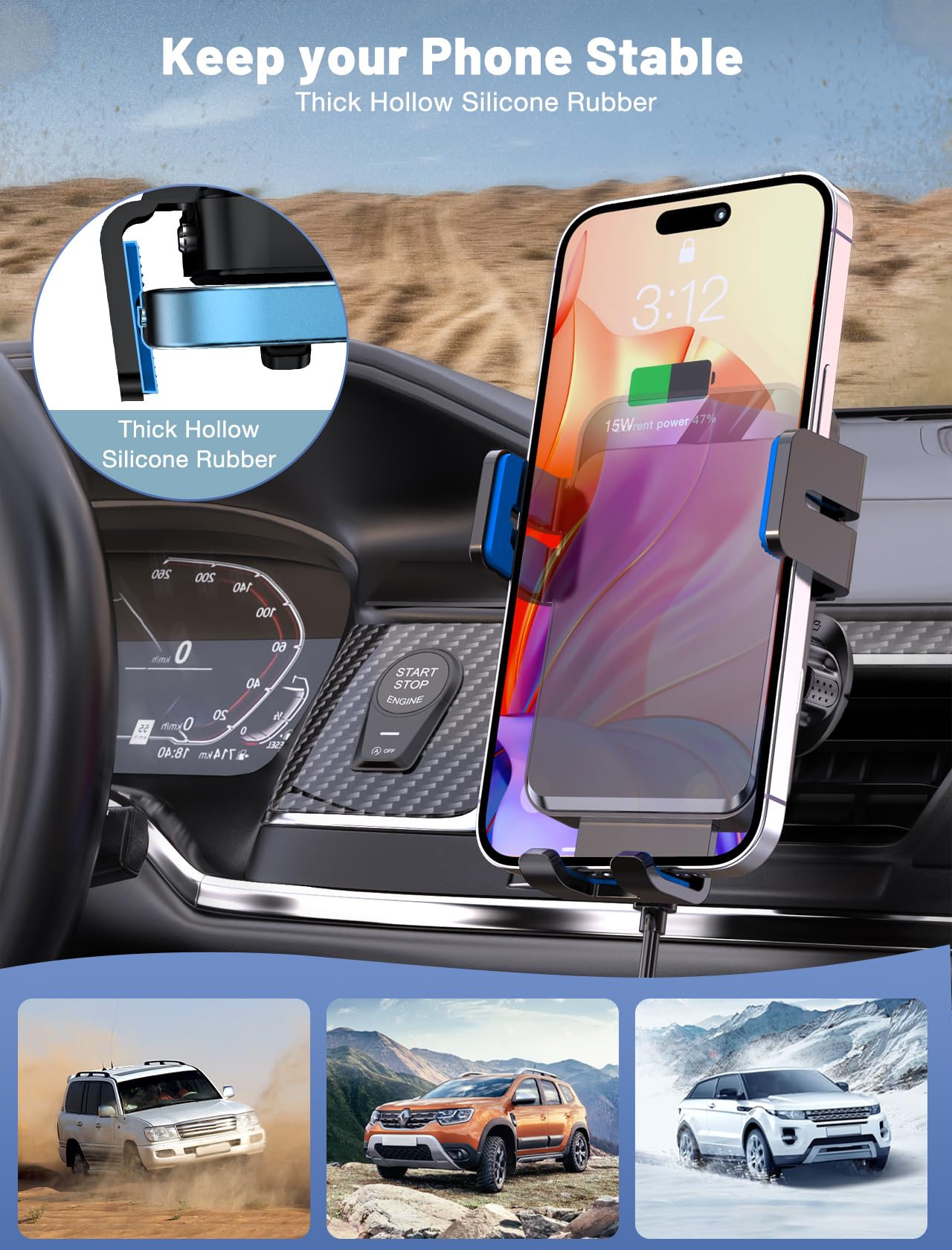 Foto 7 pulgar | Cargador De Coche Inalámbrico Mokpr Con Cierre Automático Y Soporte De Ventilación De 15 W - Venta Internacional.