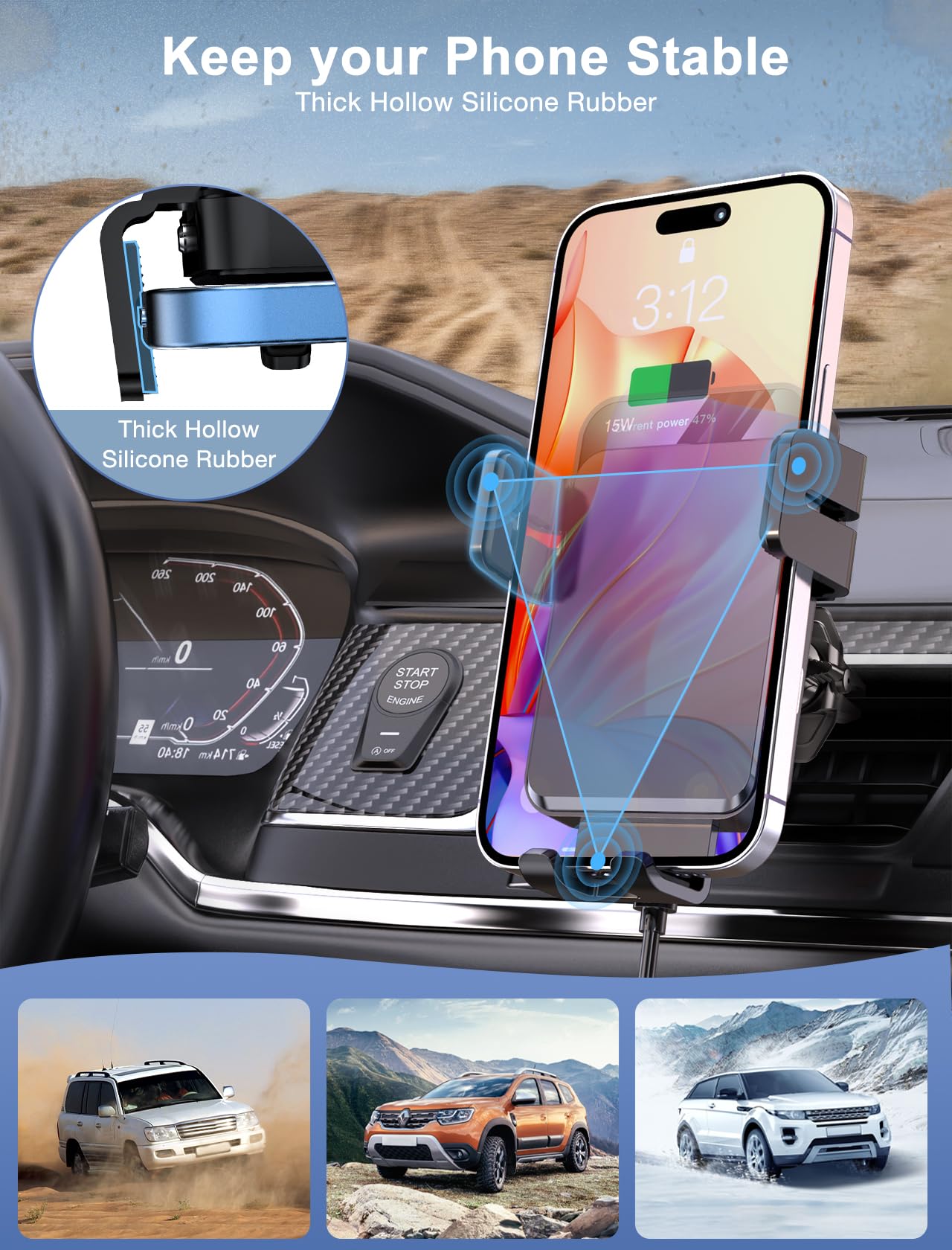 Foto 7 pulgar | Cargador De Coche Inalámbrico Mokpr, Soporte Para Coche Con Sujeción Automática, 15 W/10 W/7,5 W - Venta Internacional