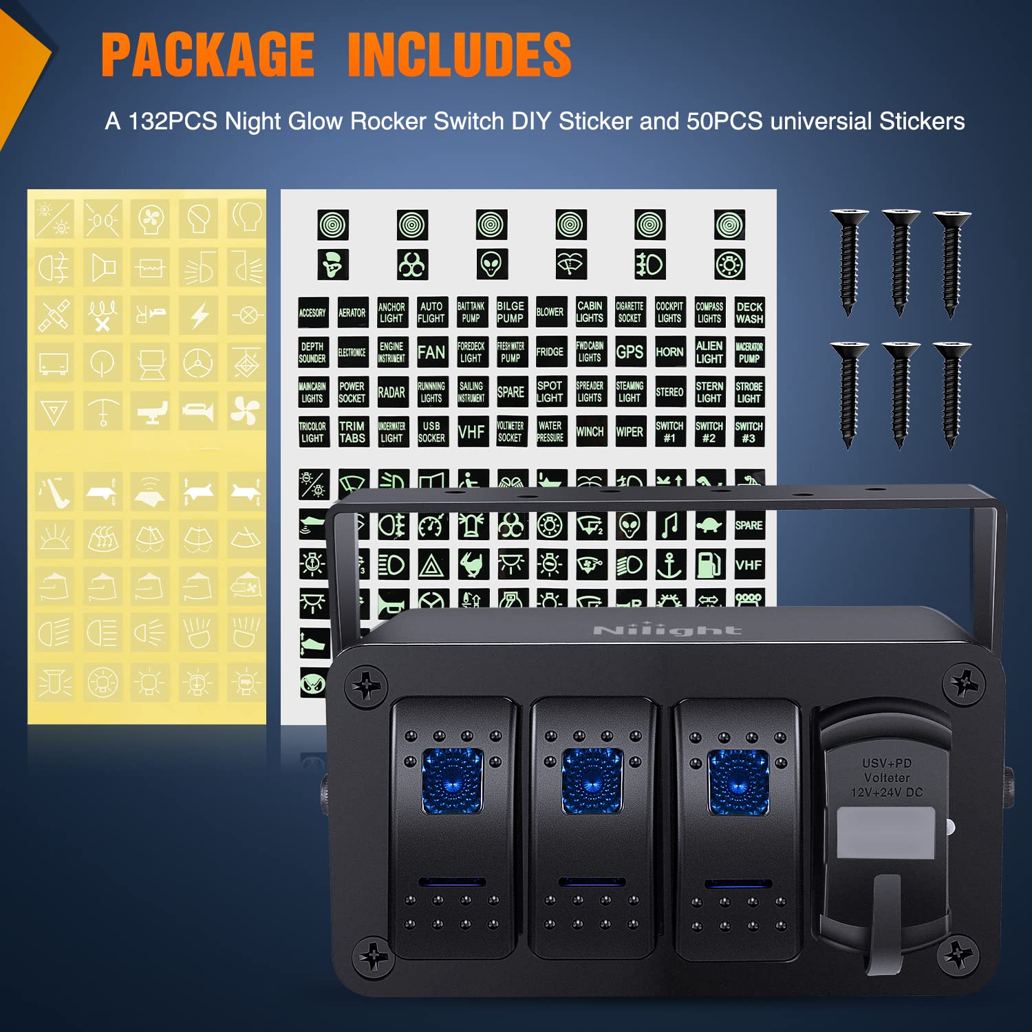 Foto 5 pulgar | Panel De Interruptores Nilight De 3 Bandas Con Pd Tipo C Y Cargador Usb De 12 V - Venta Internacional.