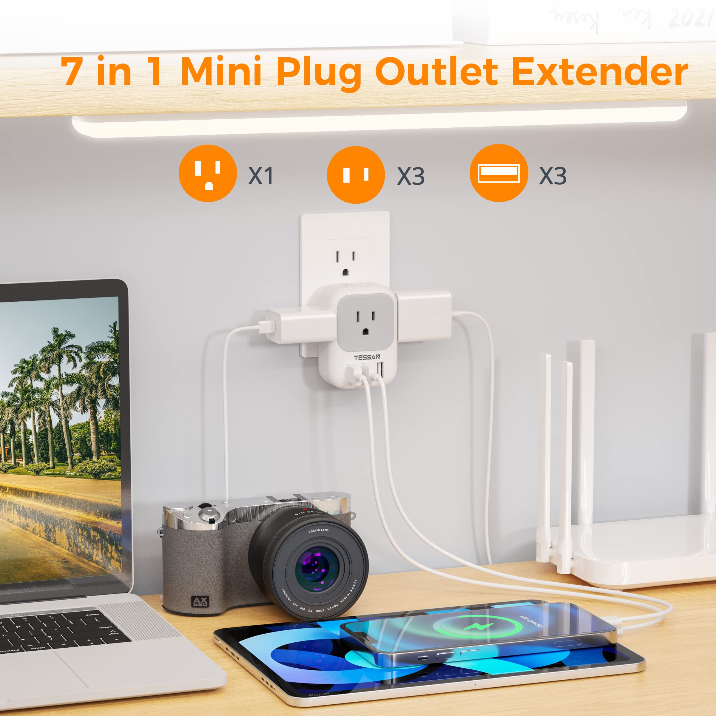 Foto 4 pulgar | Bloque De Cargador Usb Tessan, Adaptador De Enchufe Usb Con 4 Salidas De Ca Y 3 Puertos Usb - Venta Internacional.