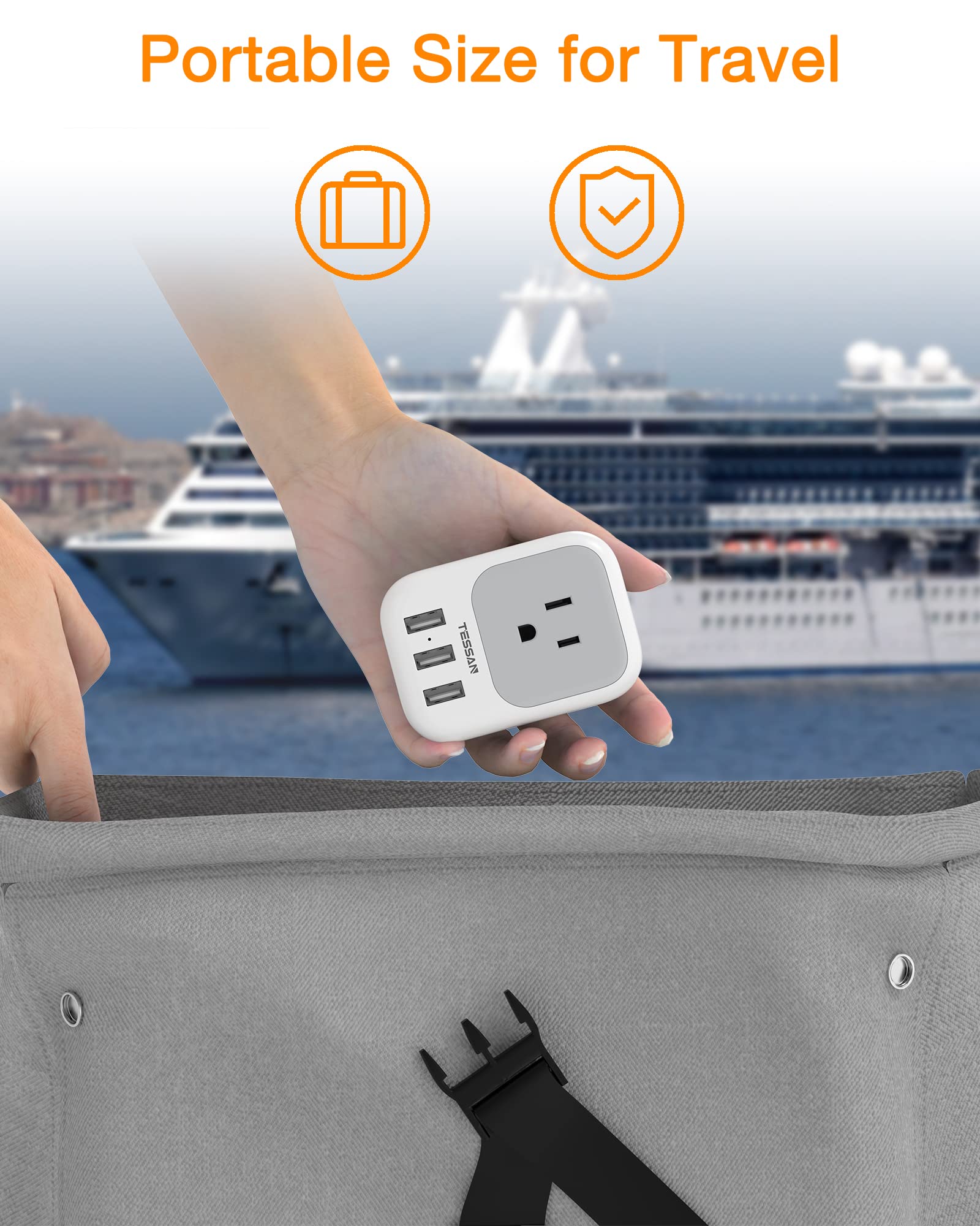Foto 5 | Bloque De Cargador Usb Tessan, Adaptador De Enchufe Usb Con 4 Salidas De Ca Y 3 Puertos Usb - Venta Internacional.