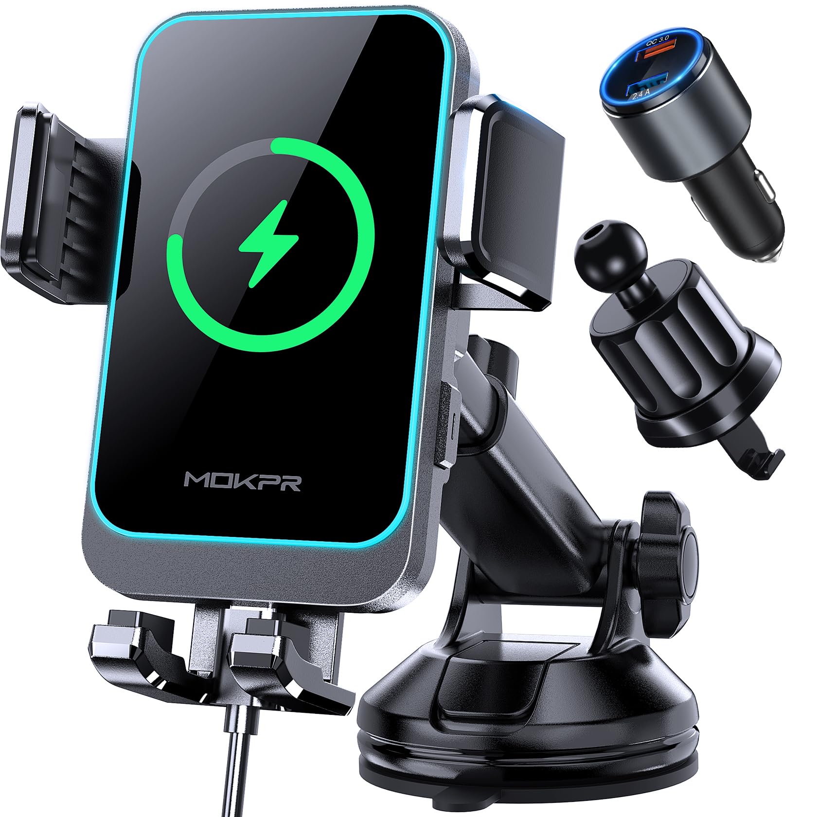 Cargador De Coche Inalámbrico Mokpr De 15 W De Carga Rápida Para Iphone Y Samsung - Venta Internacional. $928
