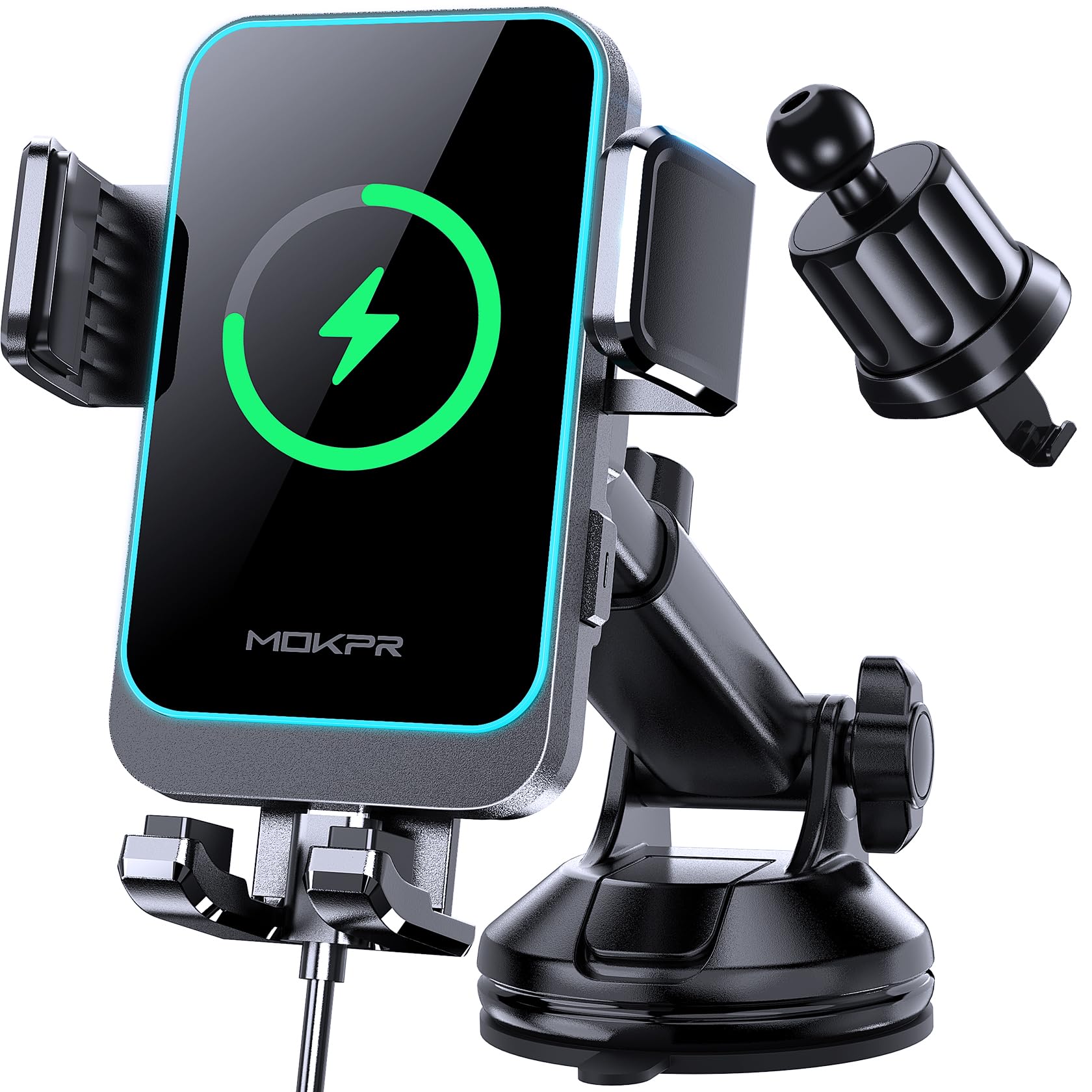 Foto 2 pulgar | Cargador De Coche Inalámbrico Mokpr De 15 W De Carga Rápida Para Iphone Y Samsung - Venta Internacional.
