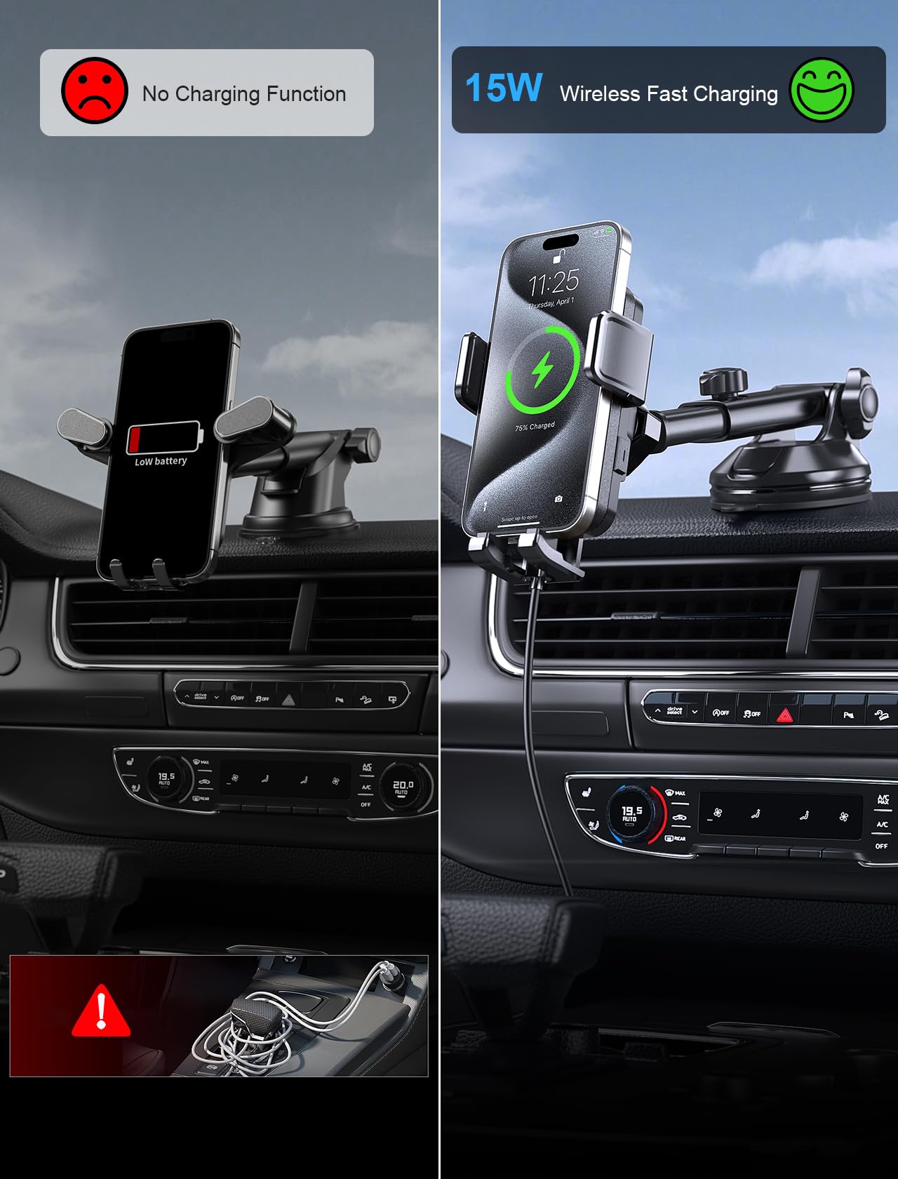 Foto 4 pulgar | Cargador De Coche Inalámbrico Mokpr De 15 W De Carga Rápida Para Iphone Y Samsung - Venta Internacional.