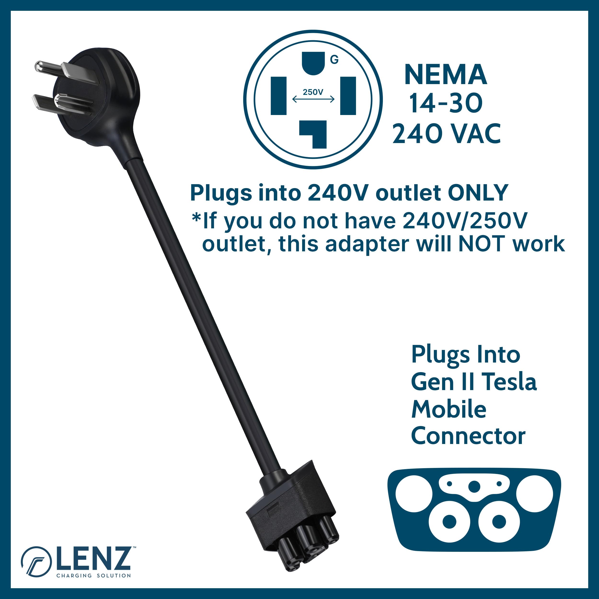Foto 3 pulgar | Adaptador Lenz Nema 14-30 Para Cargador Móvil Tesla Gen 2 - Venta Internacional.