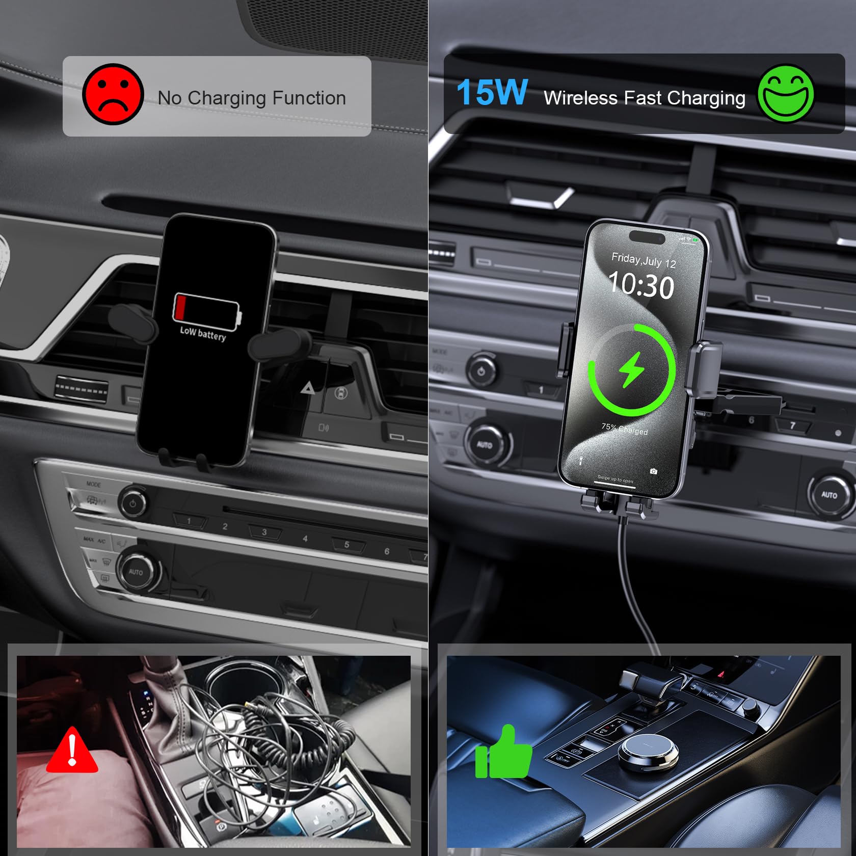 Foto 3 | Cargador De Coche Inalámbrico Mokpr De Carga Rápida Para Iphone Samsung - Venta Internacional.