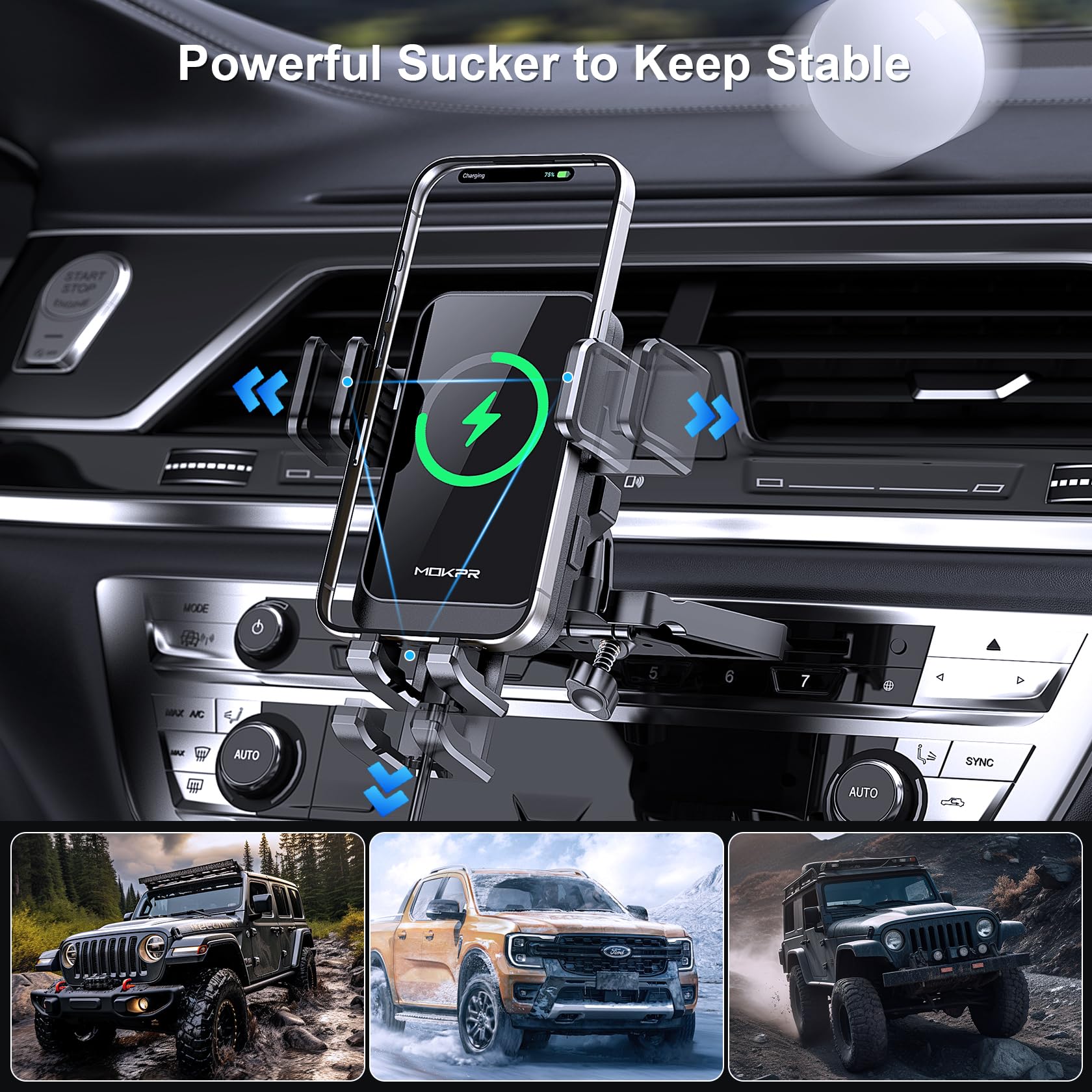 Foto 7 pulgar | Cargador De Coche Inalámbrico Mokpr De Carga Rápida Para Iphone Samsung - Venta Internacional.