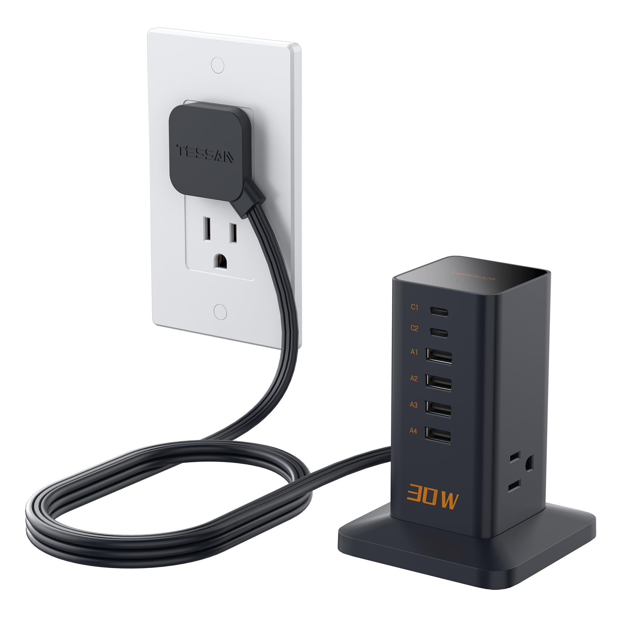 Foto 2 pulgar | Estación De Carga Usb Tessan 9 En 1 De 30 W Con Protector Contra Sobretensiones - Venta Internacional.