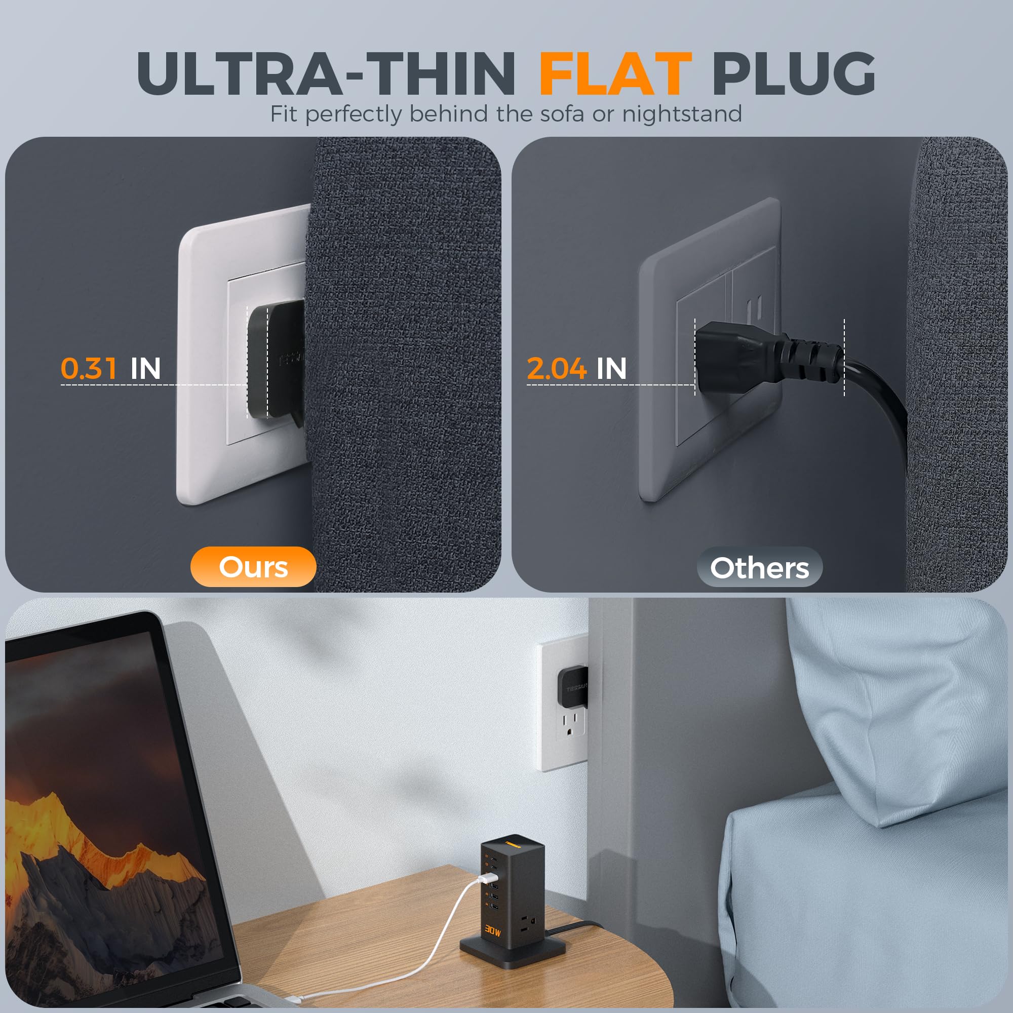 Foto 4 pulgar | Estación De Carga Usb Tessan 9 En 1 De 30 W Con Protector Contra Sobretensiones - Venta Internacional.